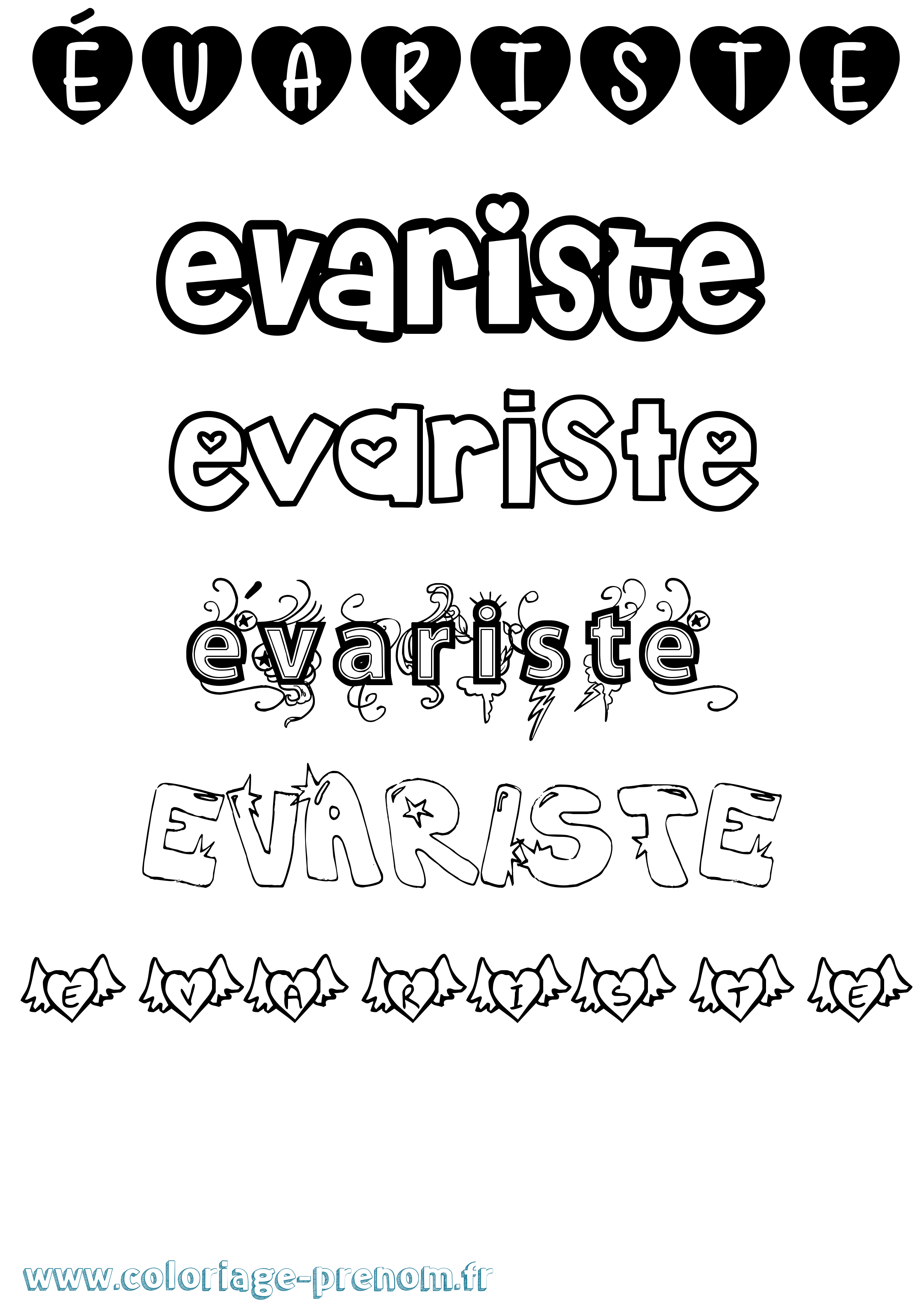 Coloriage Évariste Girly Coloriage prénom Évariste Girly