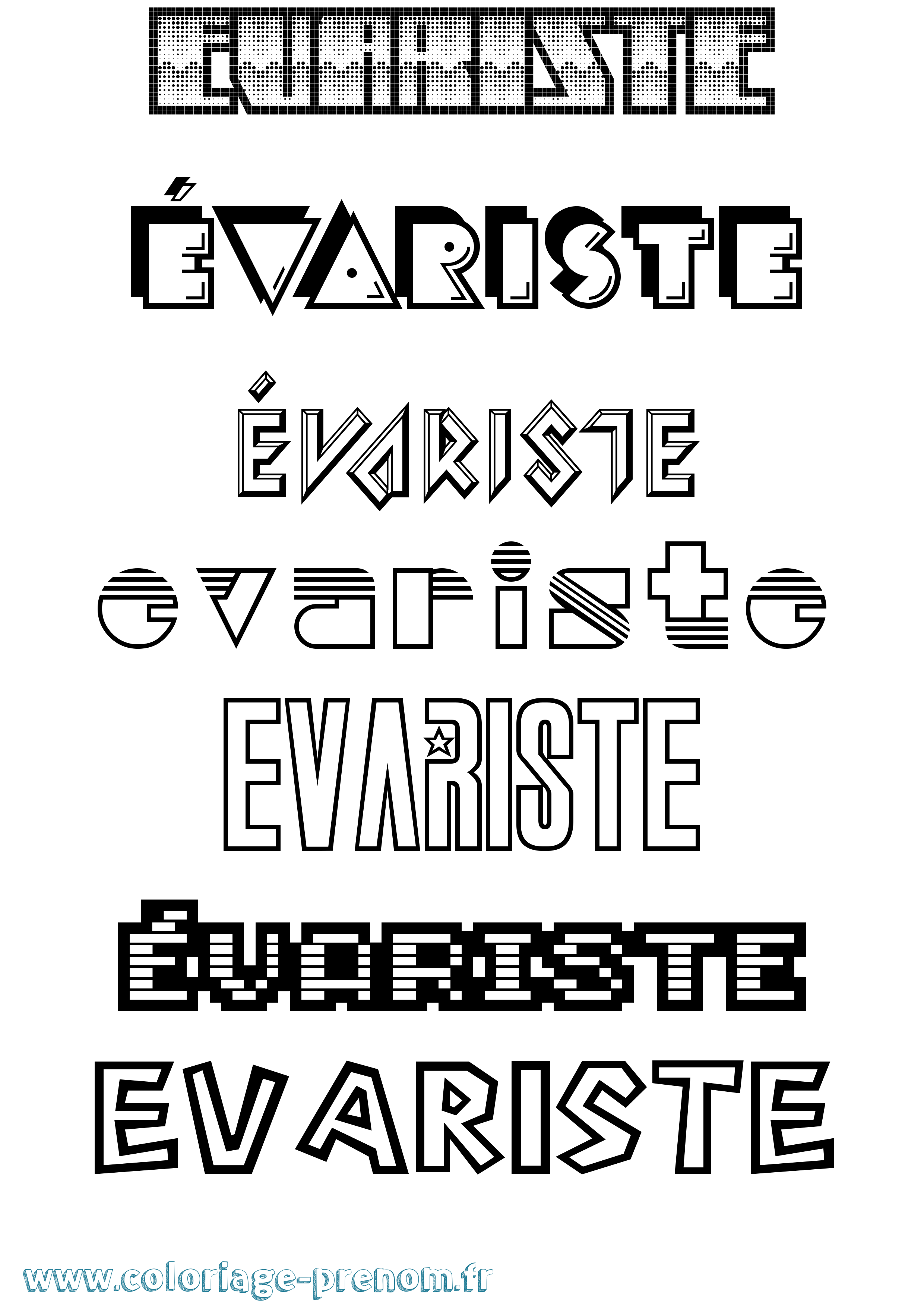 Coloriage Évariste Jeux Vidéos Coloriage prénom Évariste Jeux Vidéos