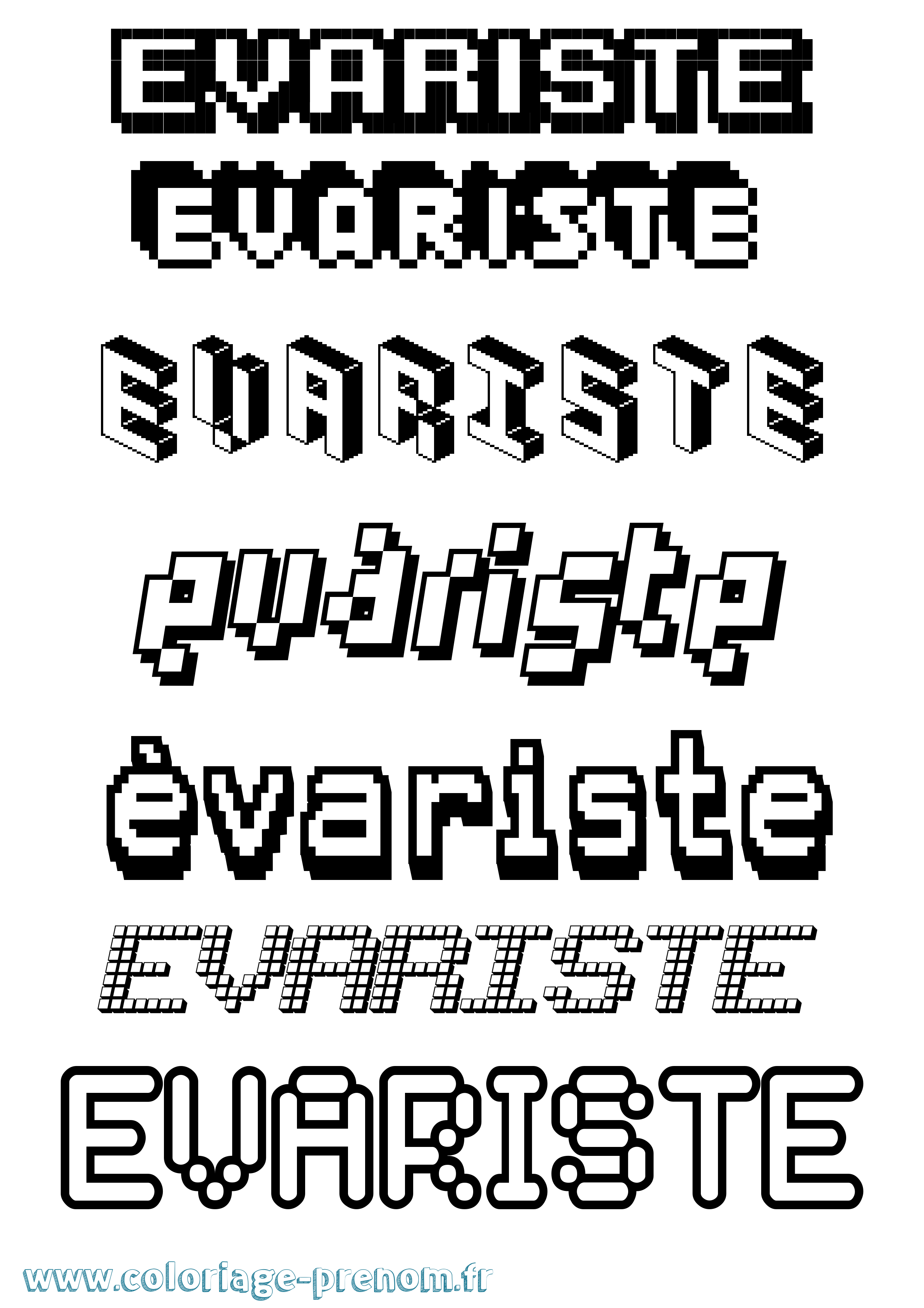 Coloriage Évariste Pixel Coloriage prénom Évariste Pixel