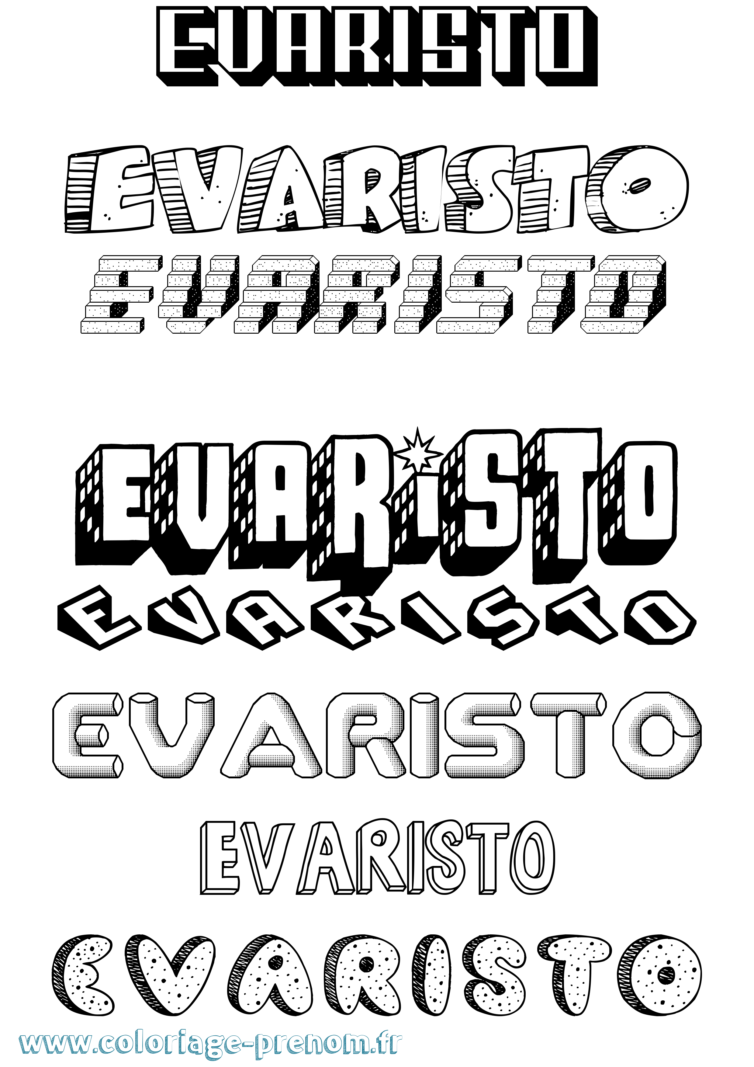 Coloriage Evaristo Effet 3D Coloriage prénom Evaristo Effet 3D