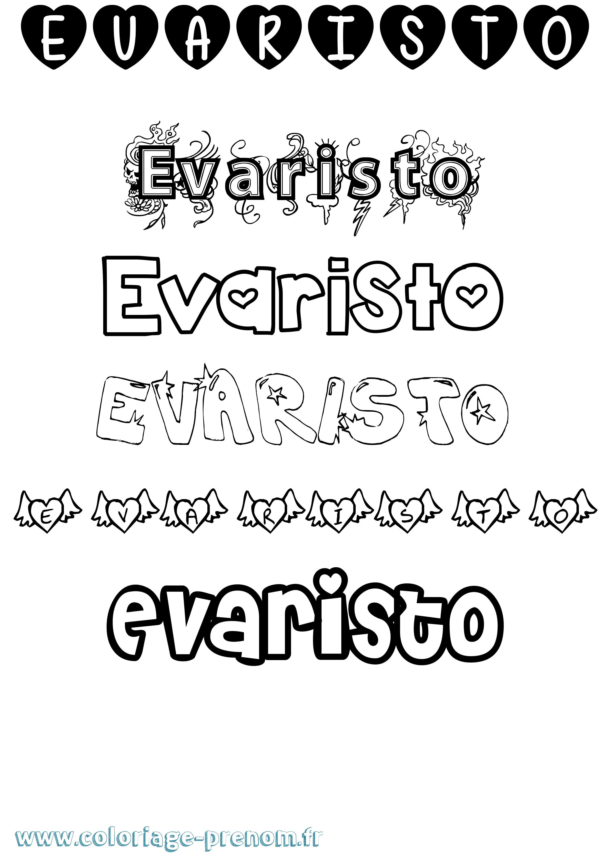 Coloriage Evaristo Girly Coloriage prénom Evaristo Girly