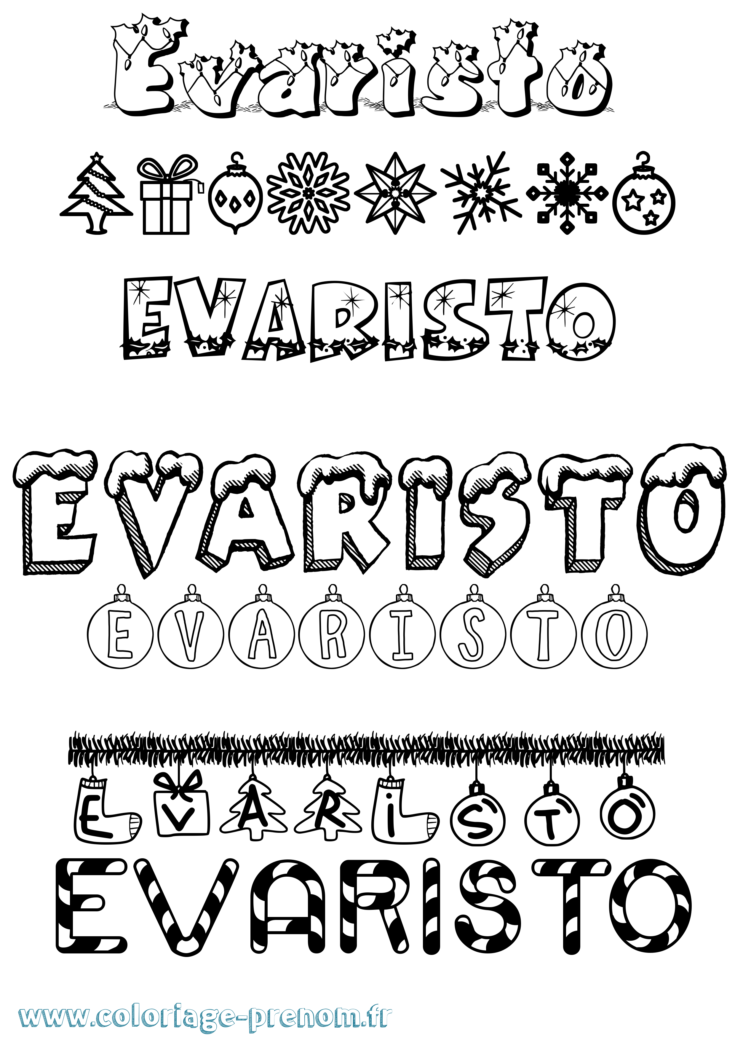 Coloriage Evaristo Noël Coloriage prénom Evaristo Noël