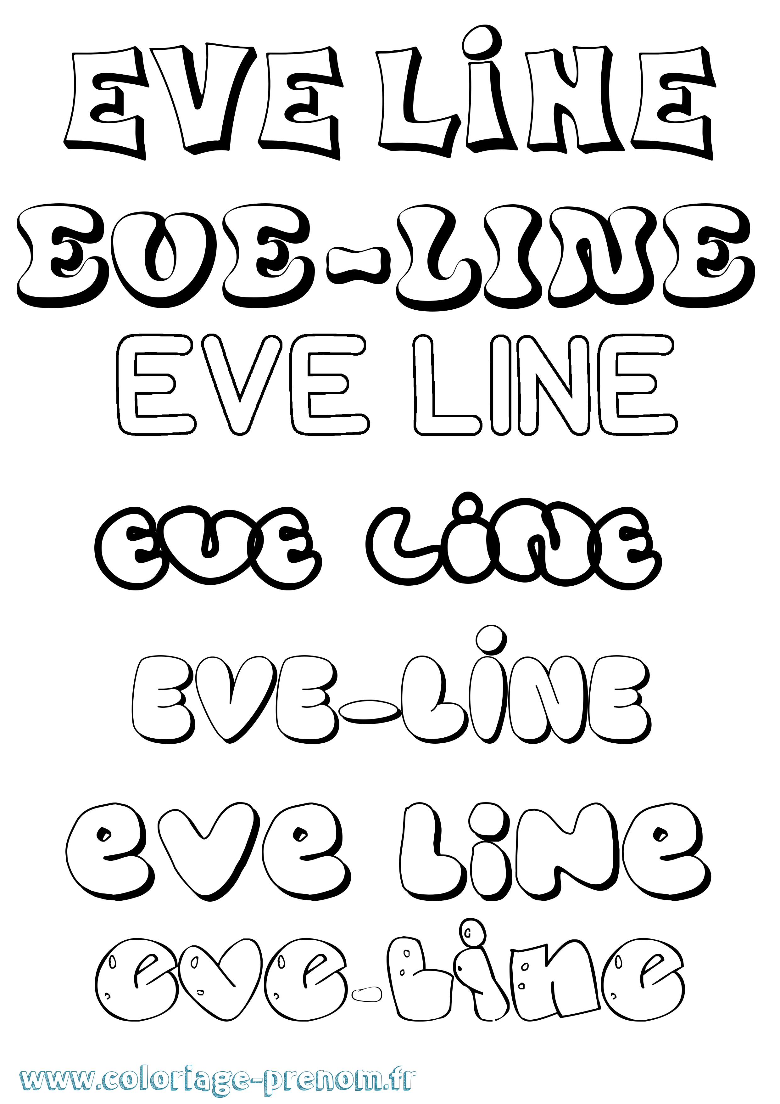 Coloriage Eve-Line Bubble Coloriage prénom Eve-Line Bubble