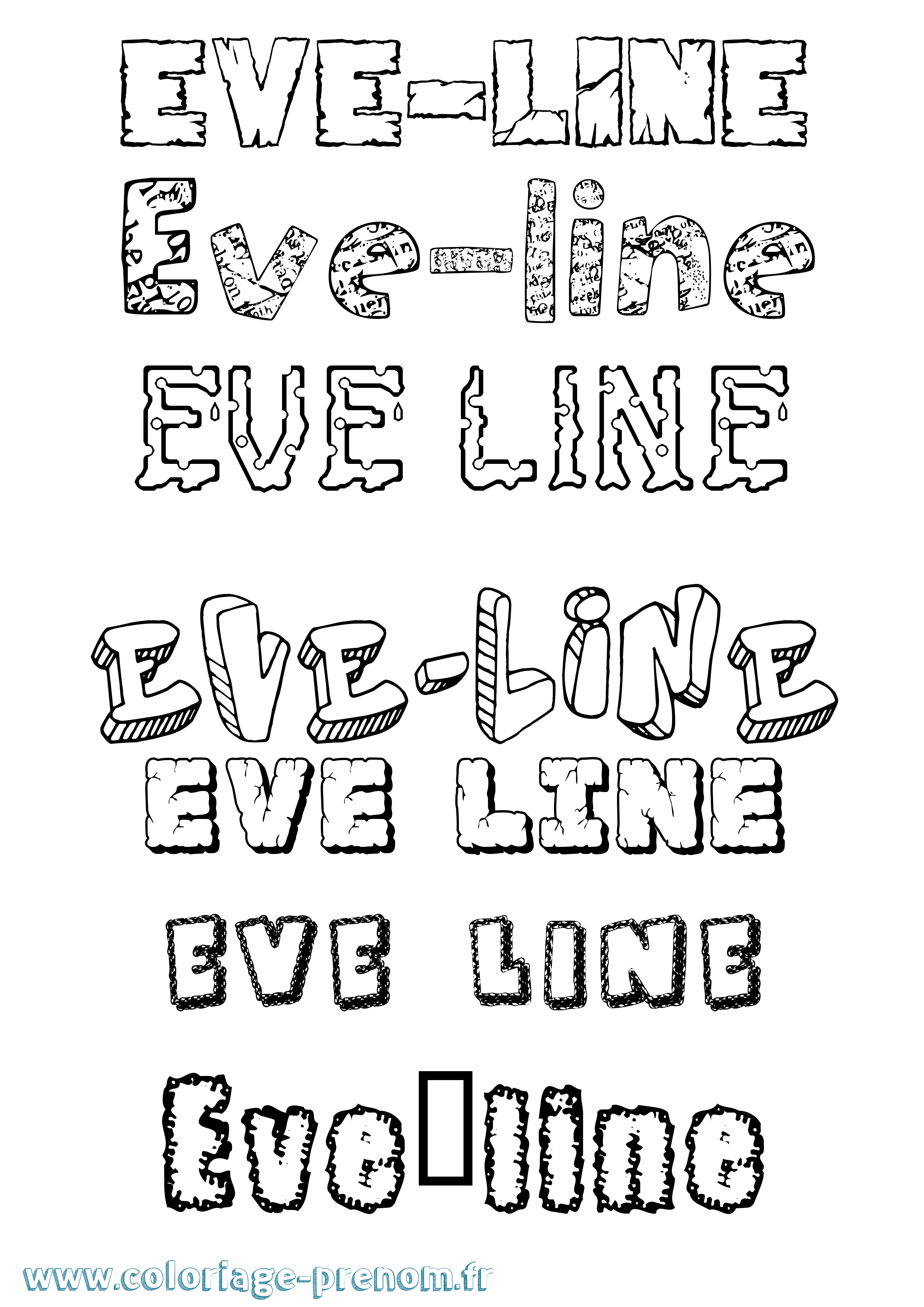 Coloriage Eve-Line Destructuré Coloriage prénom Eve-Line Destructuré
