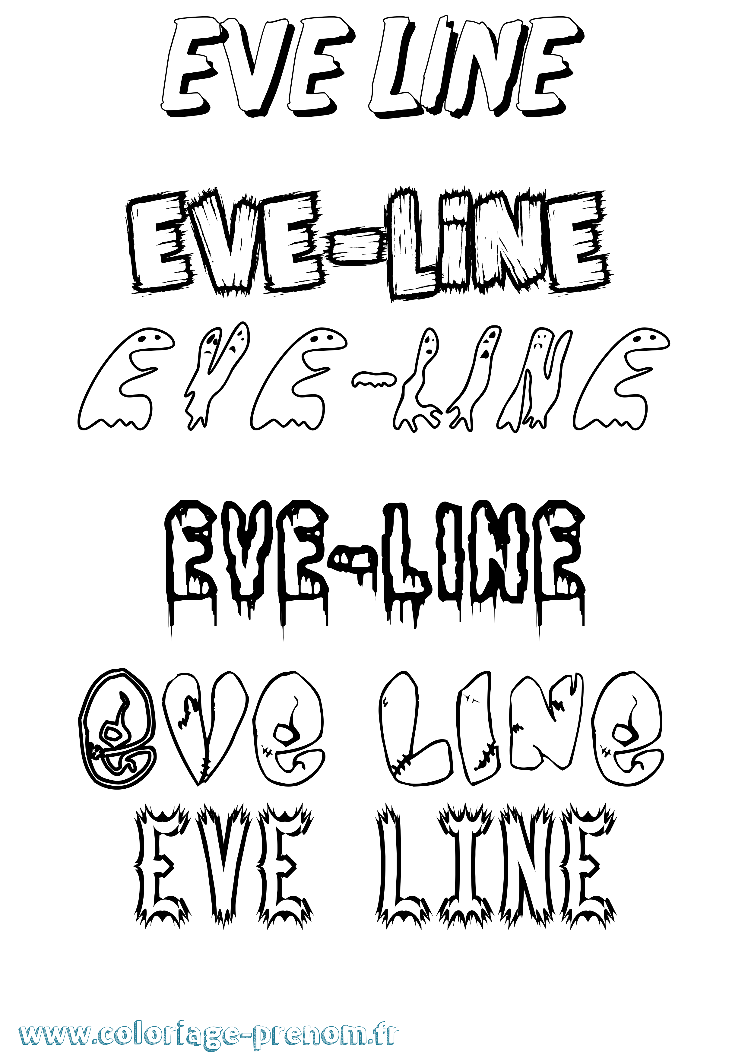 Coloriage Eve-Line Frisson Coloriage prénom Eve-Line Frisson