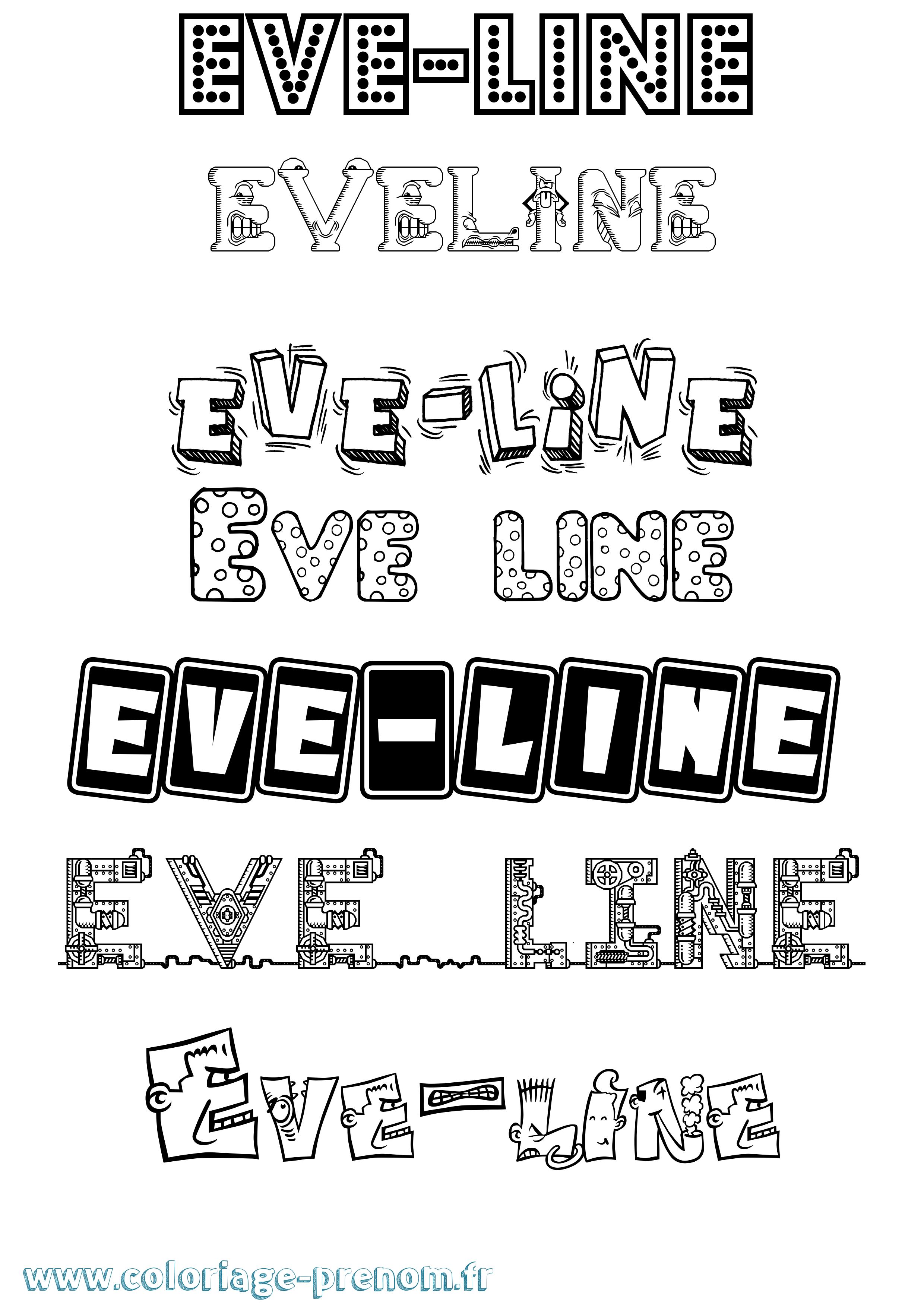Coloriage Eve-Line Fun Coloriage prénom Eve-Line Fun