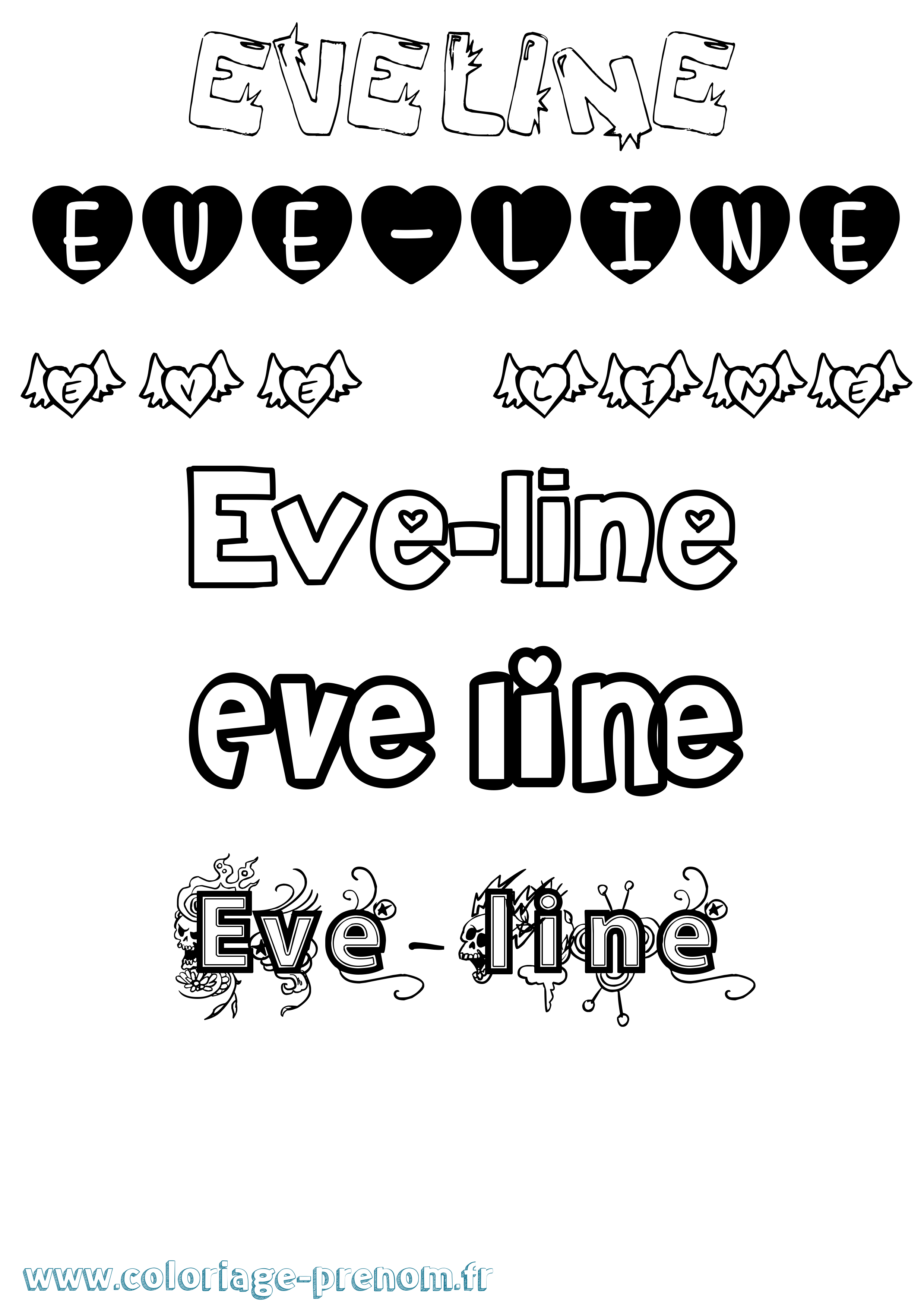 Coloriage Eve-Line Girly Coloriage prénom Eve-Line Girly