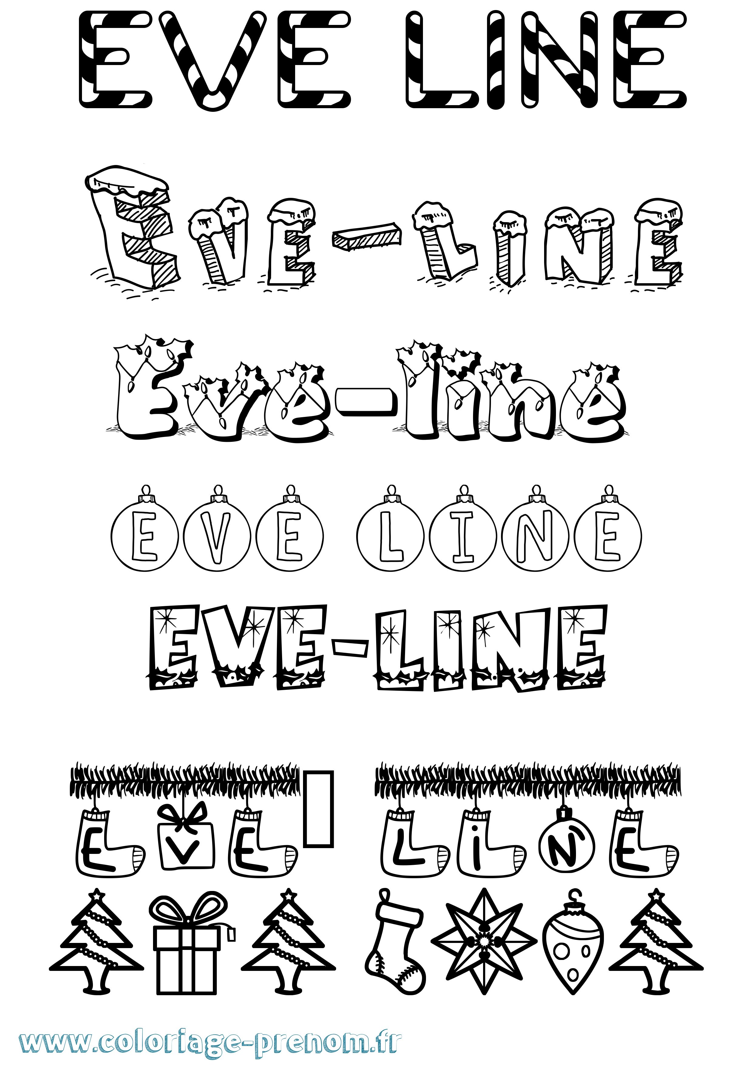 Coloriage Eve-Line Noël Coloriage prénom Eve-Line Noël