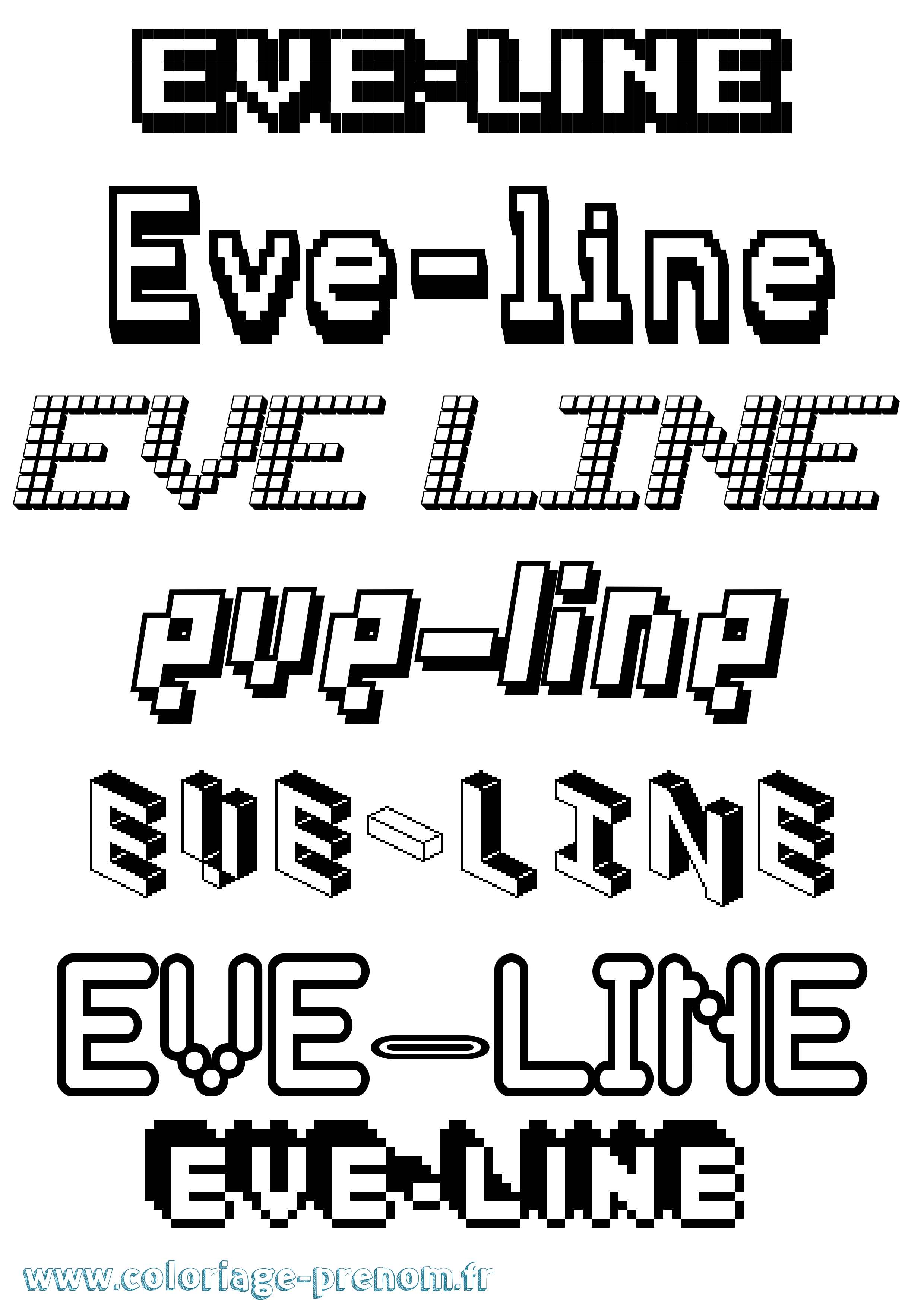 Coloriage Eve-Line Pixel Coloriage prénom Eve-Line Pixel