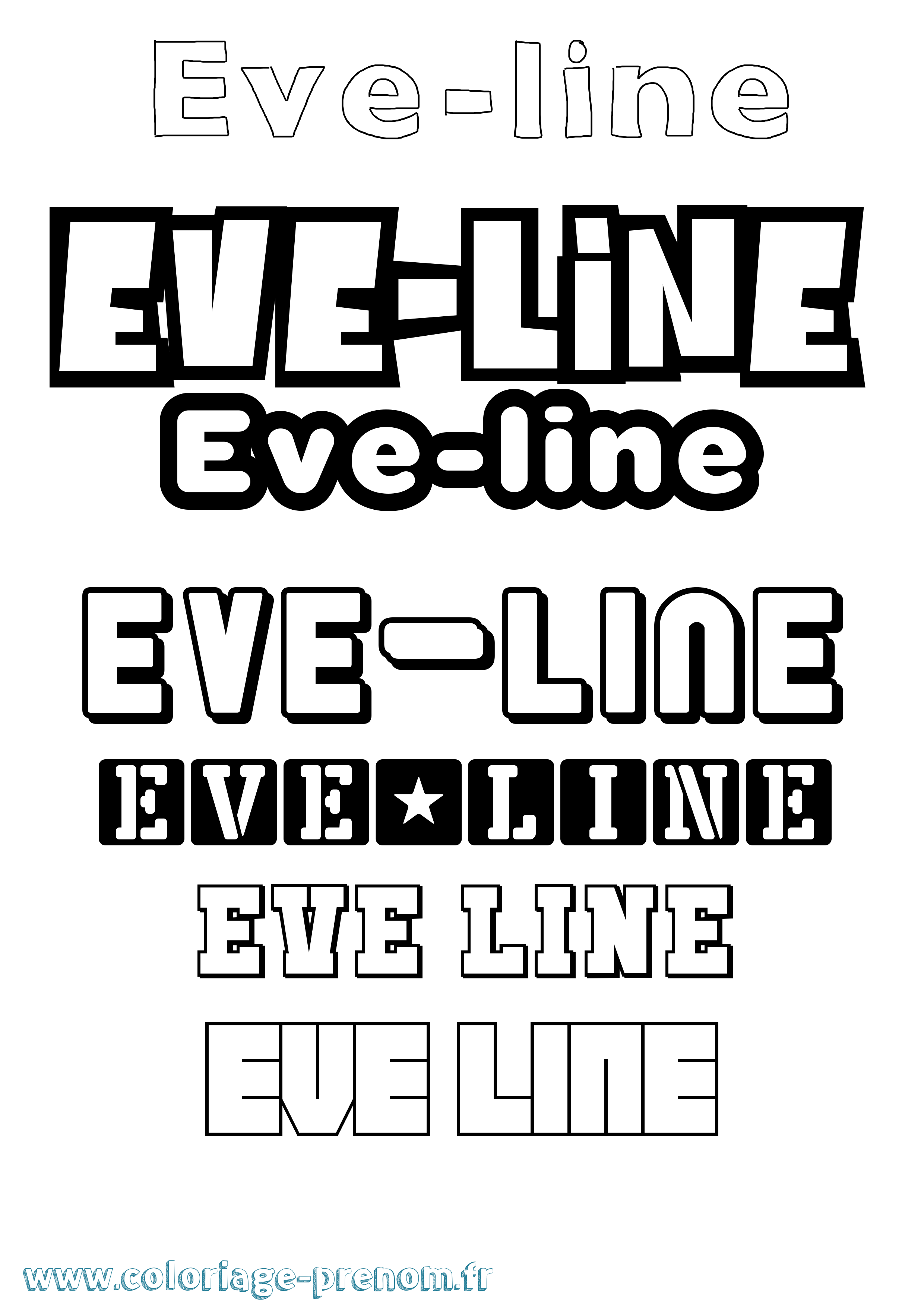 Coloriage Eve-Line Simple Coloriage prénom Eve-Line Simple