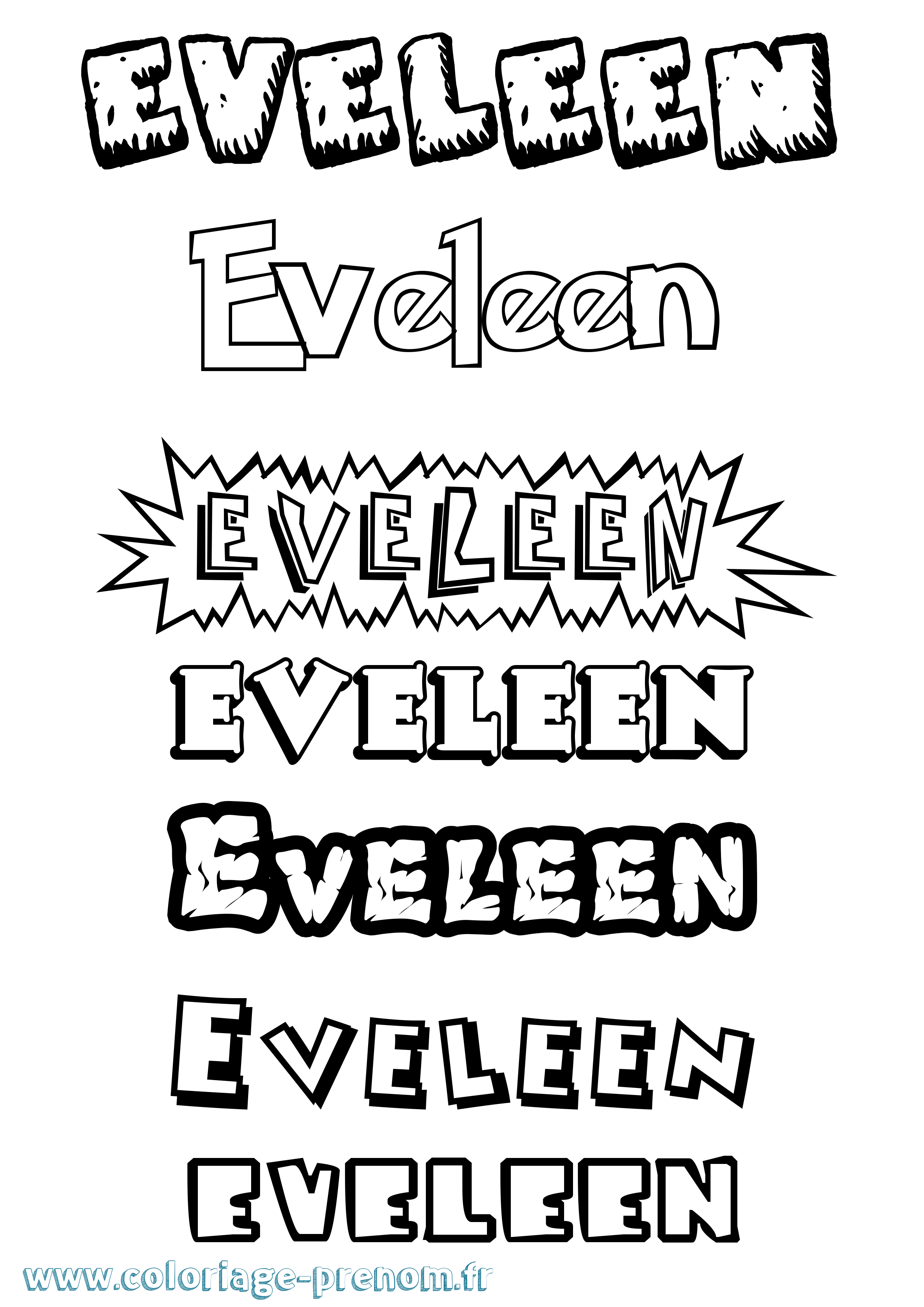 Coloriage Eveleen Dessin Animé Coloriage prénom Eveleen Dessin Animé