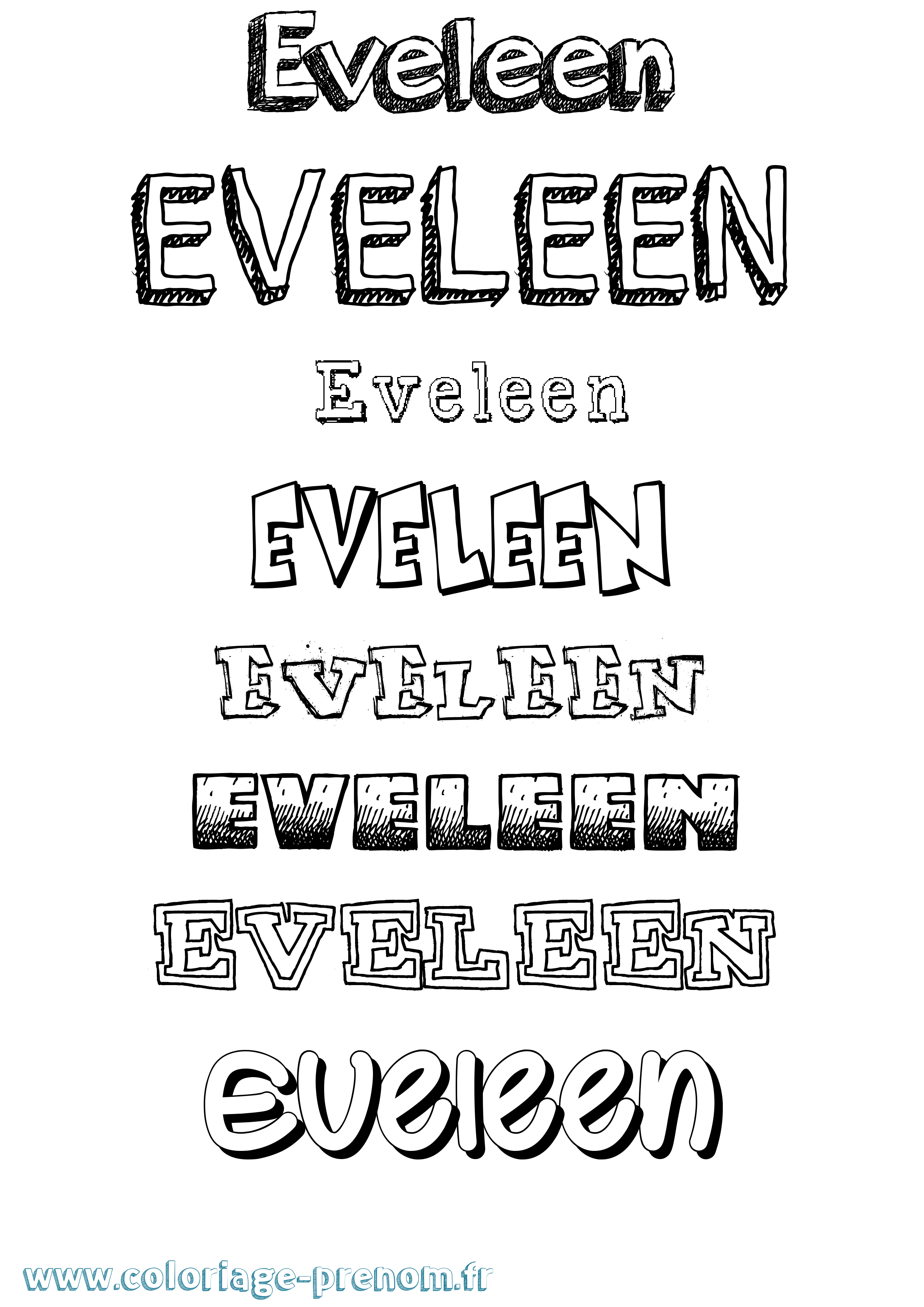 Coloriage Eveleen Dessiné Coloriage prénom Eveleen Dessiné