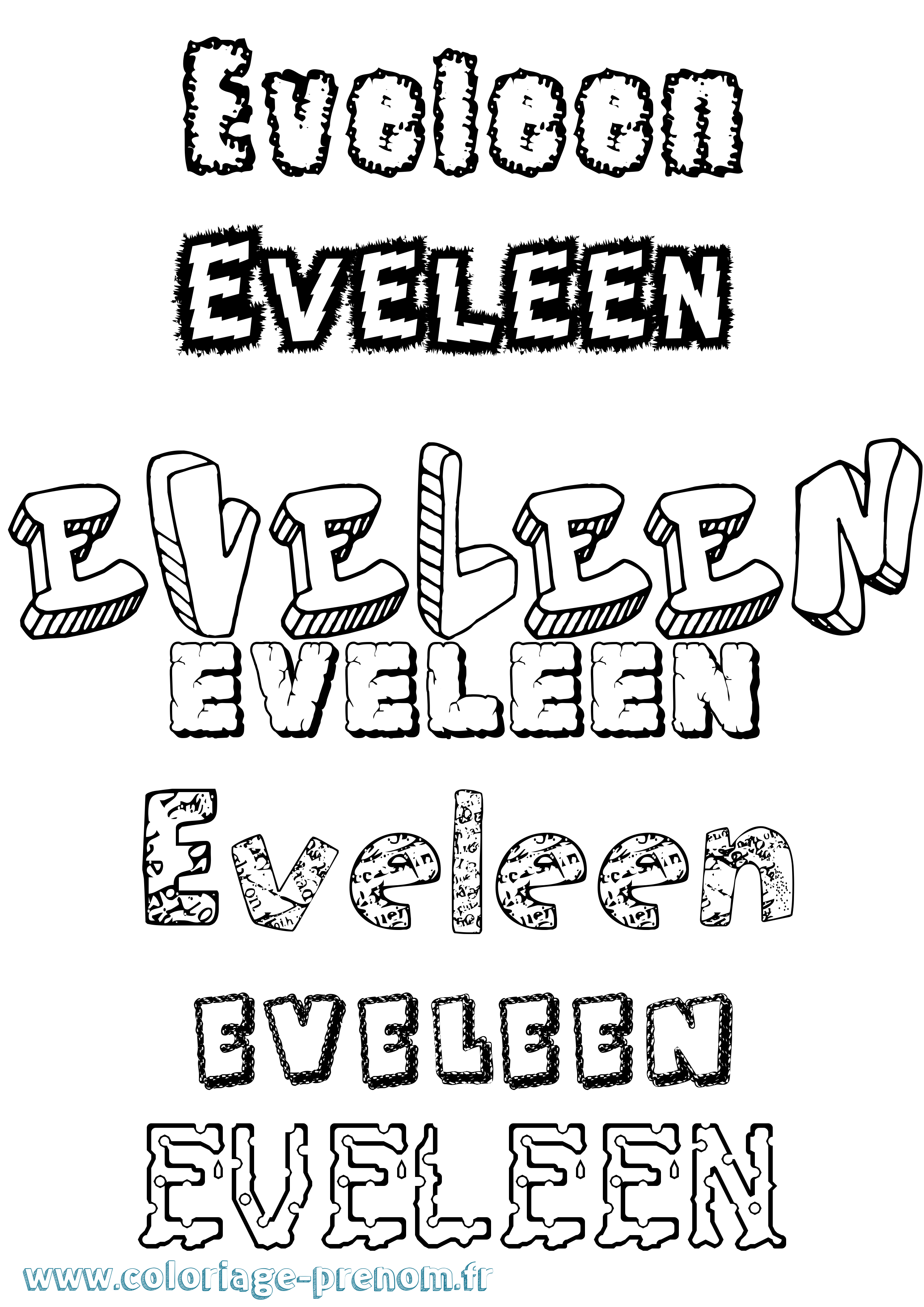 Coloriage Eveleen Destructuré Coloriage prénom Eveleen Destructuré