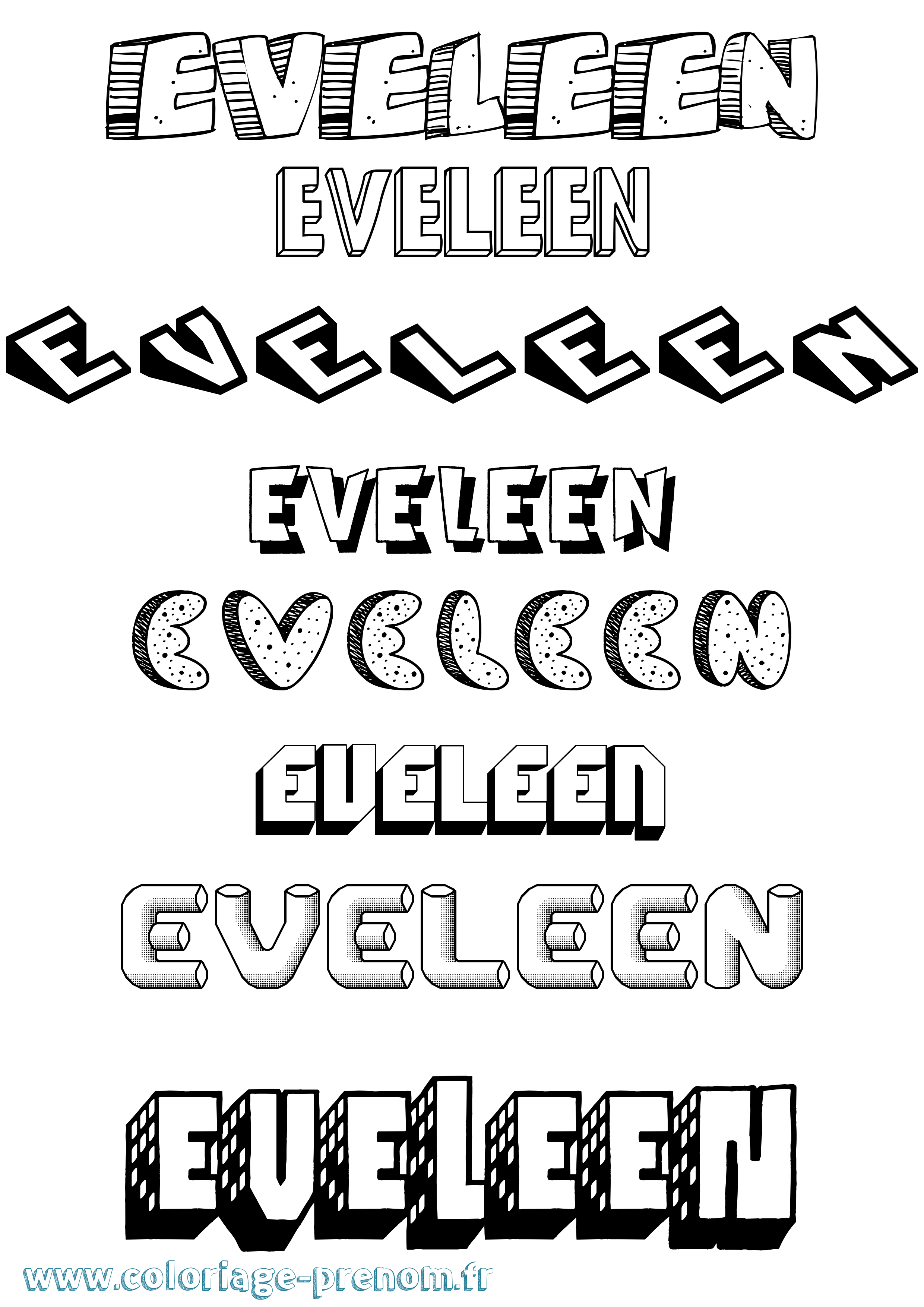 Coloriage Eveleen Effet 3D Coloriage prénom Eveleen Effet 3D