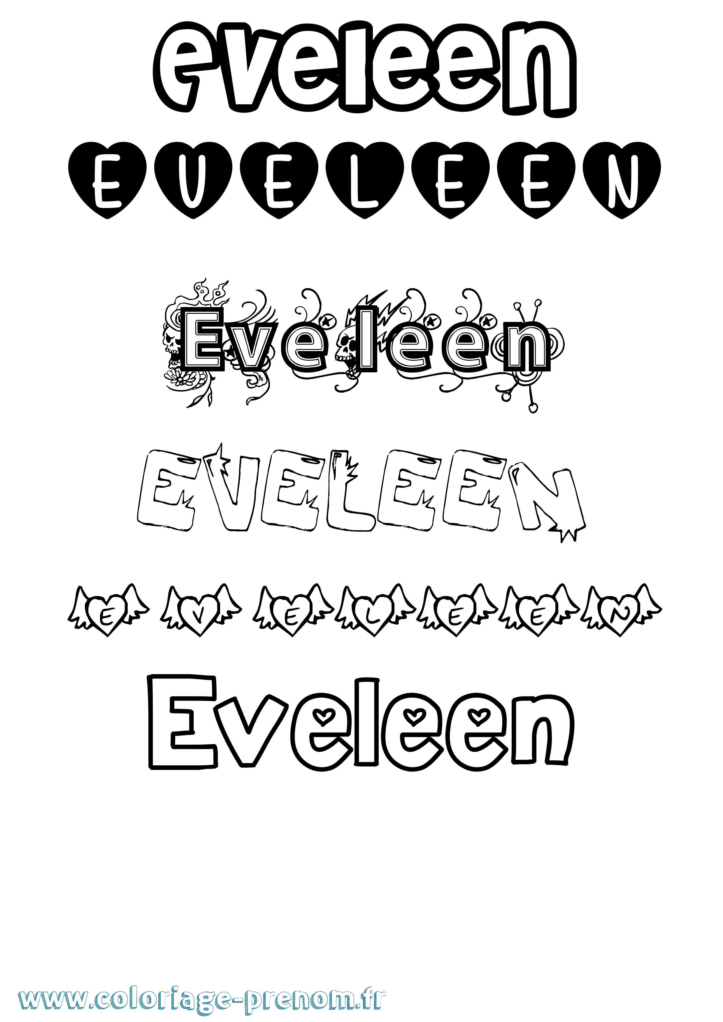 Coloriage Eveleen Girly Coloriage prénom Eveleen Girly