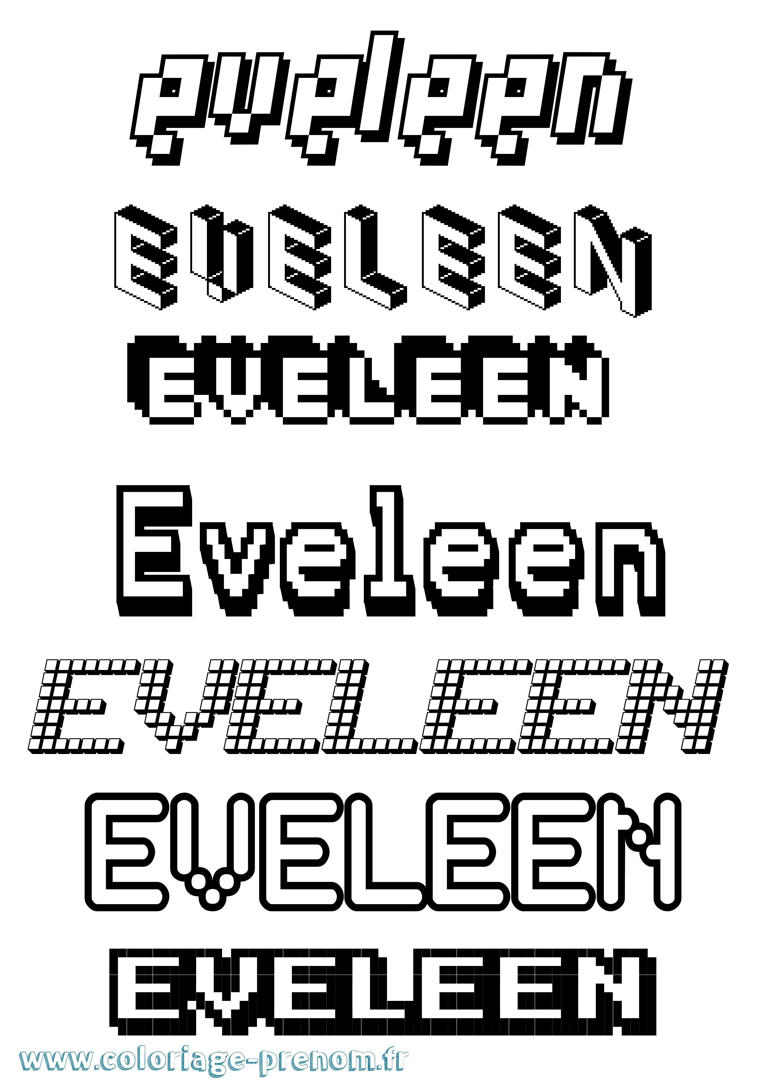 Coloriage Eveleen Pixel Coloriage prénom Eveleen Pixel