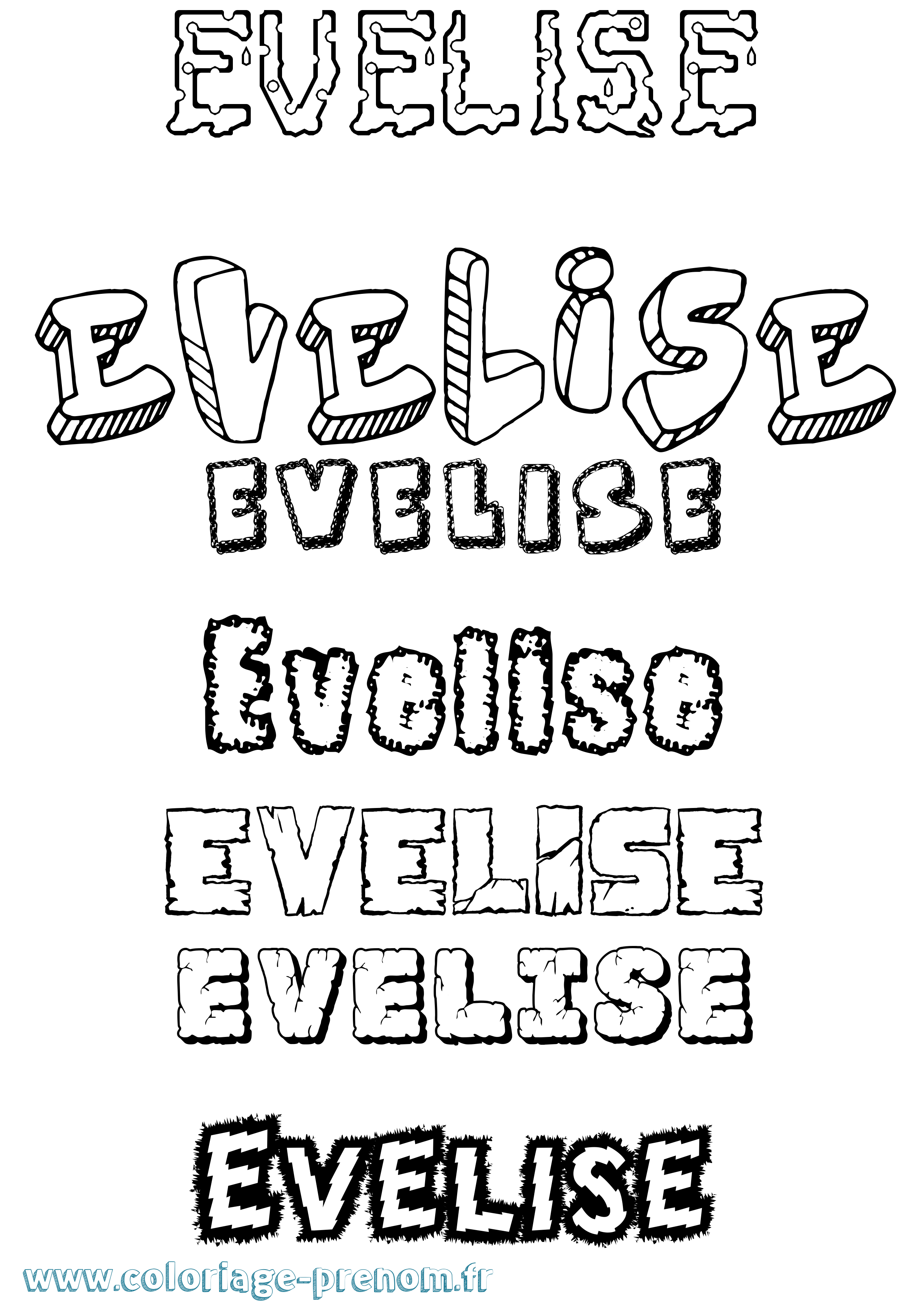 Coloriage Evelise Destructuré Coloriage prénom Evelise Destructuré