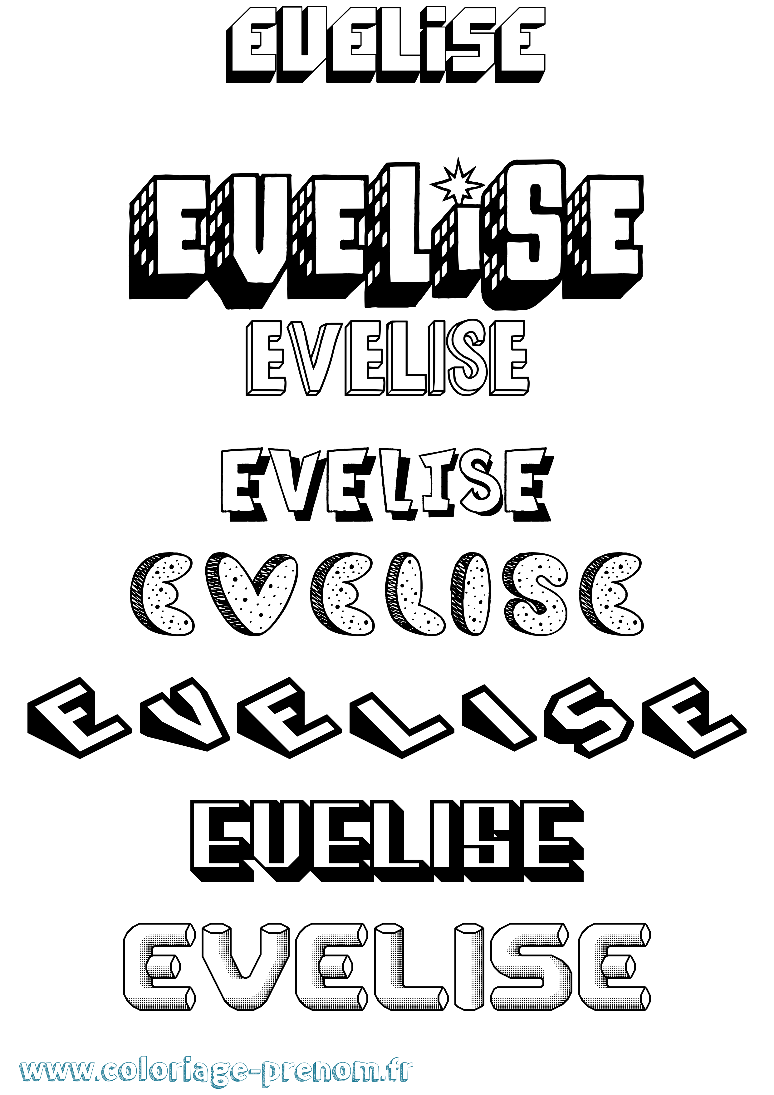 Coloriage Evelise Effet 3D Coloriage prénom Evelise Effet 3D