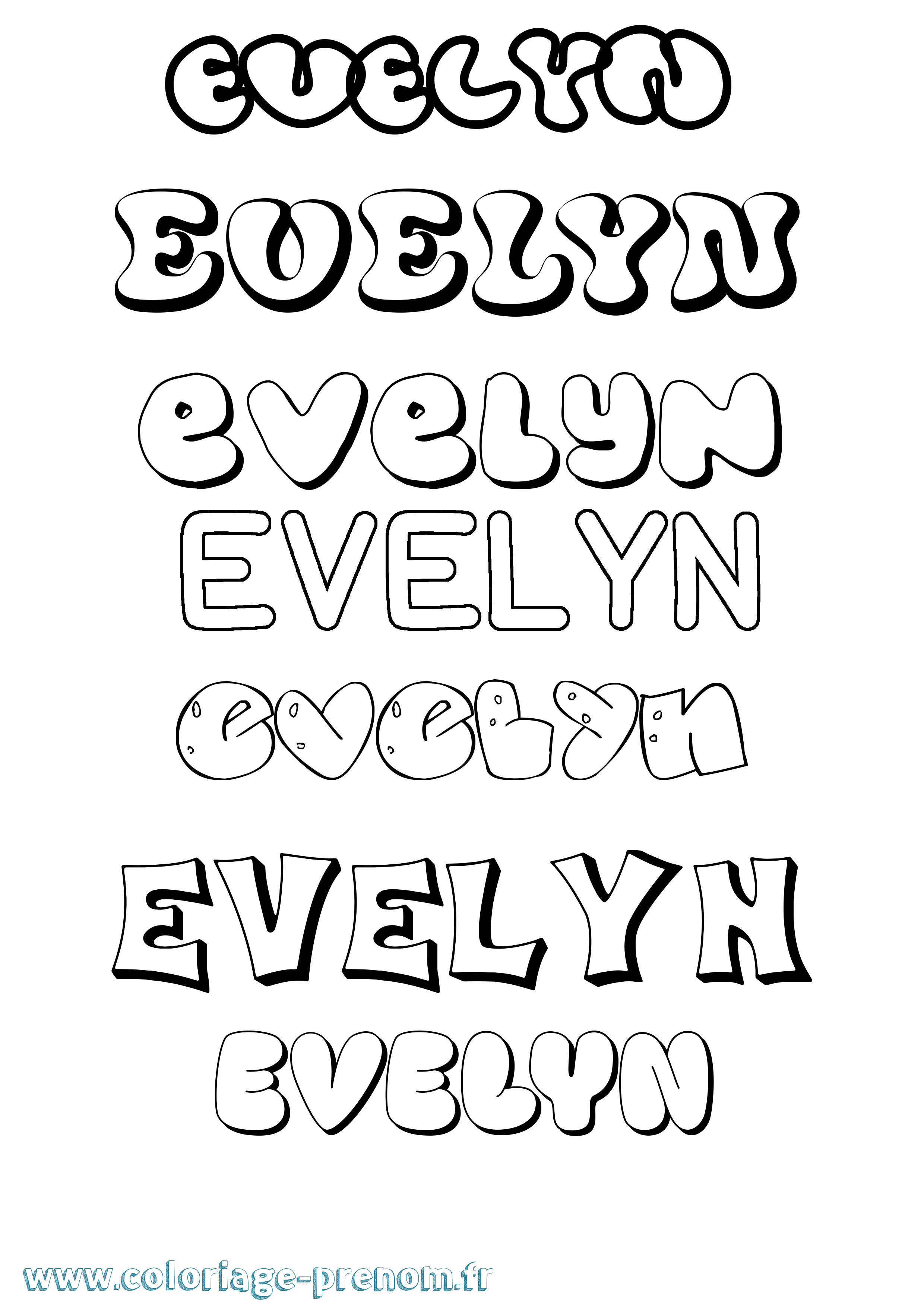 Coloriage Evelyn Bubble Coloriage prénom Evelyn Bubble