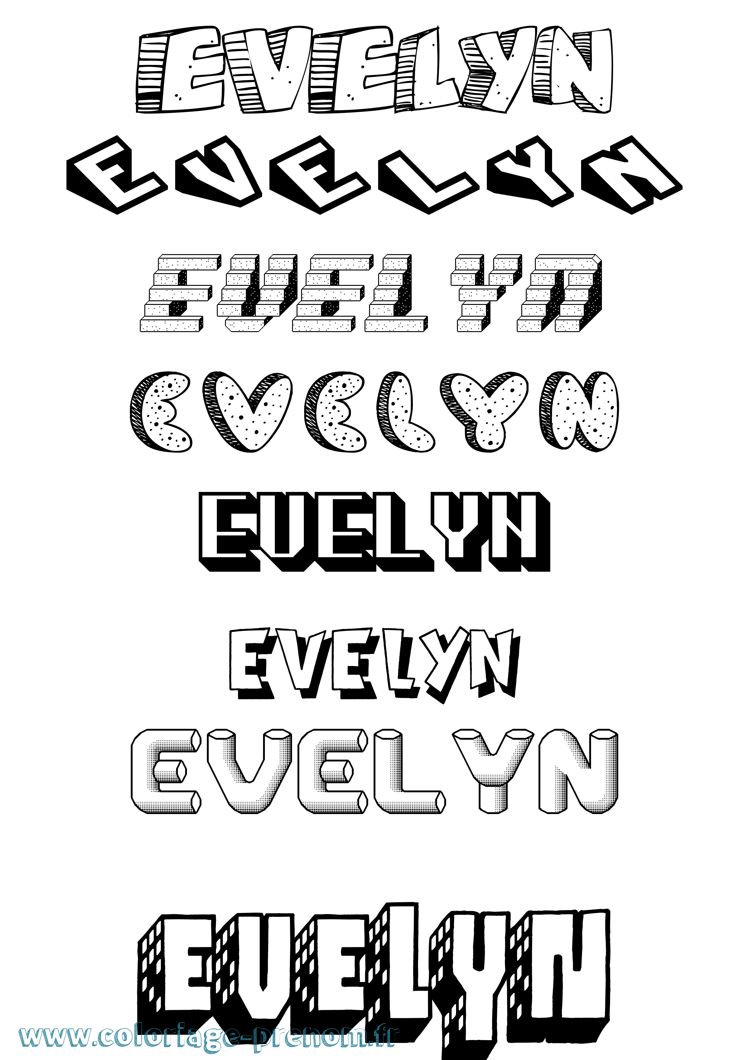 Coloriage Evelyn Effet 3D Coloriage prénom Evelyn Effet 3D