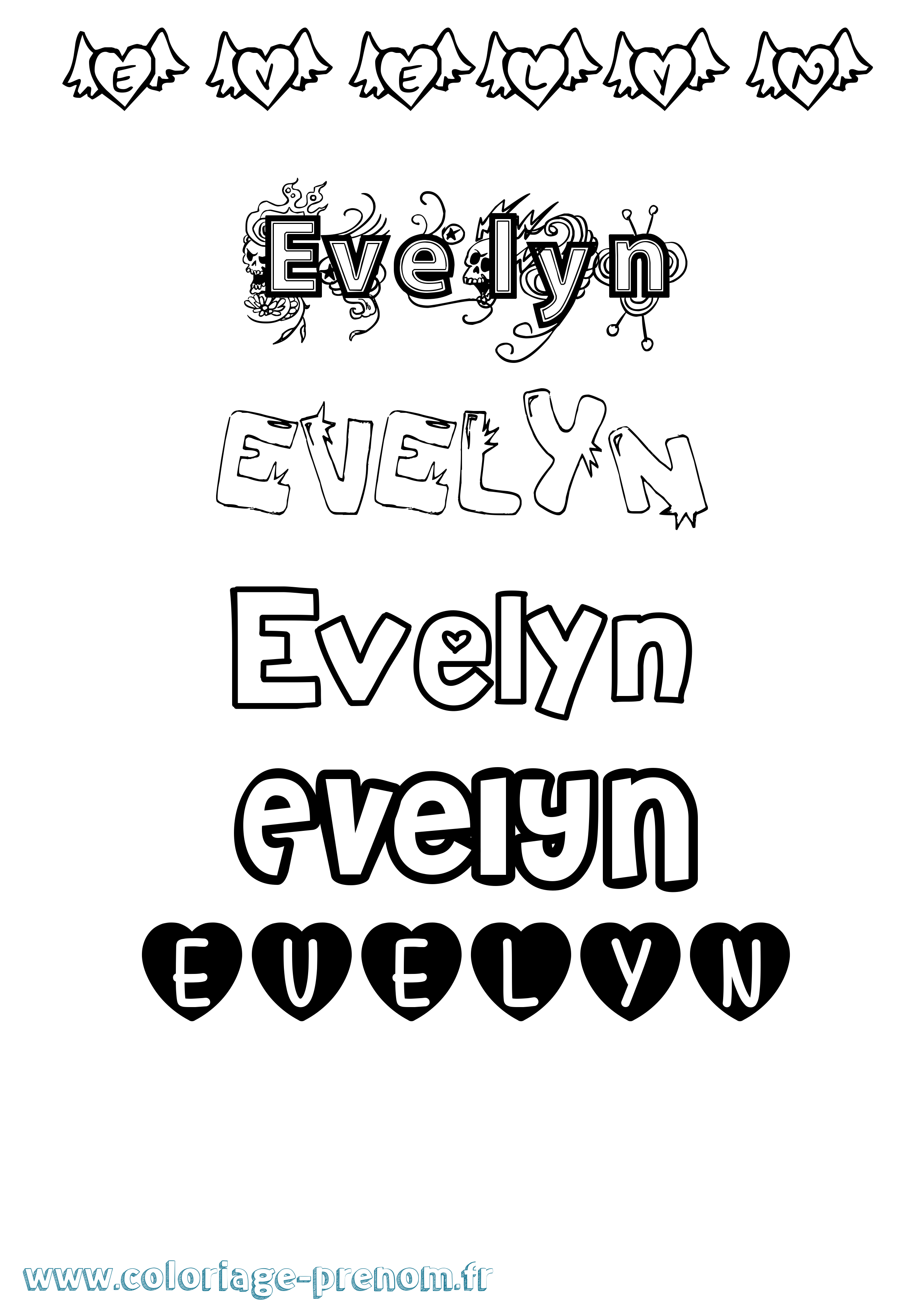 Coloriage Evelyn Girly Coloriage prénom Evelyn Girly