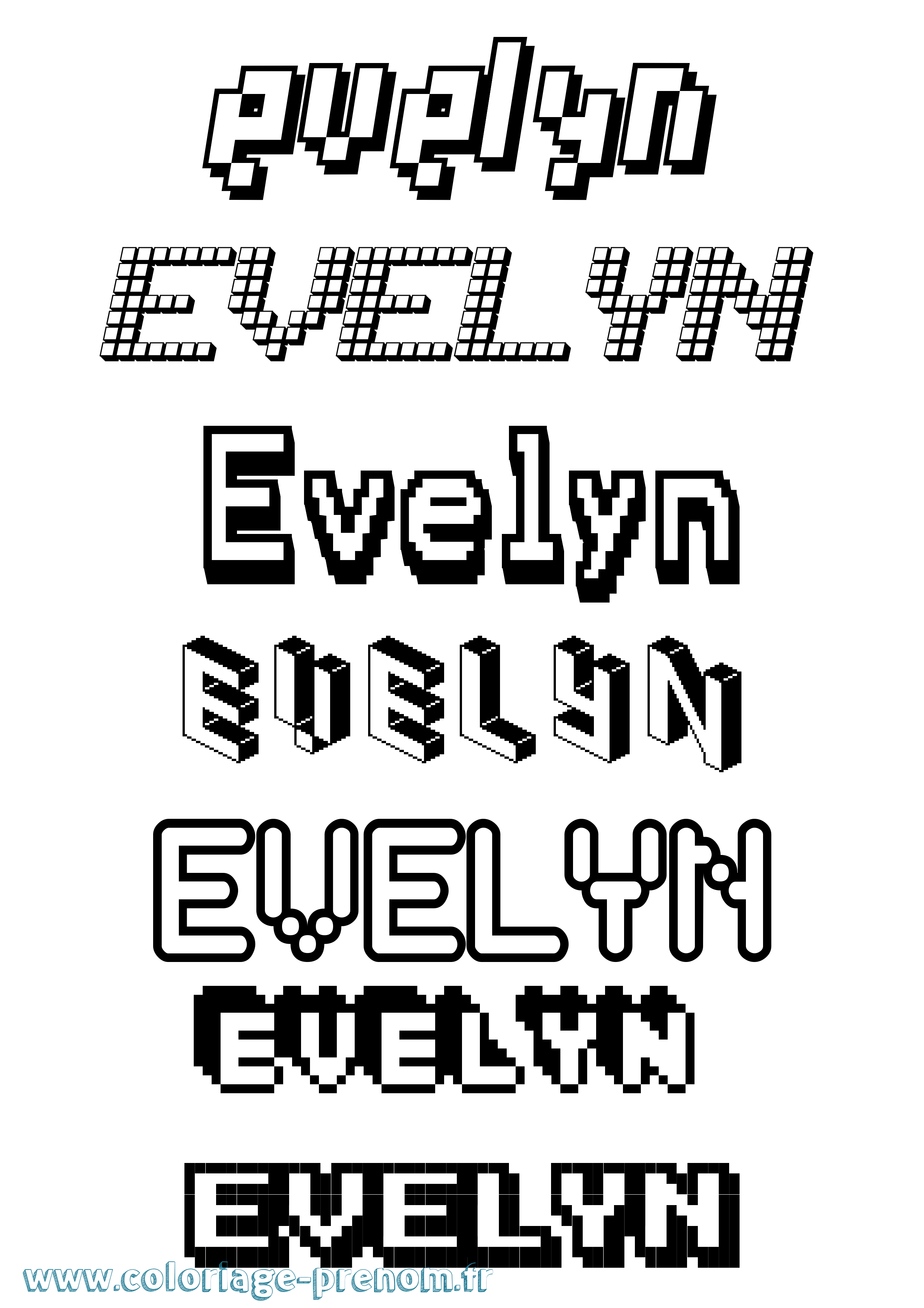 Coloriage Evelyn Pixel Coloriage prénom Evelyn Pixel