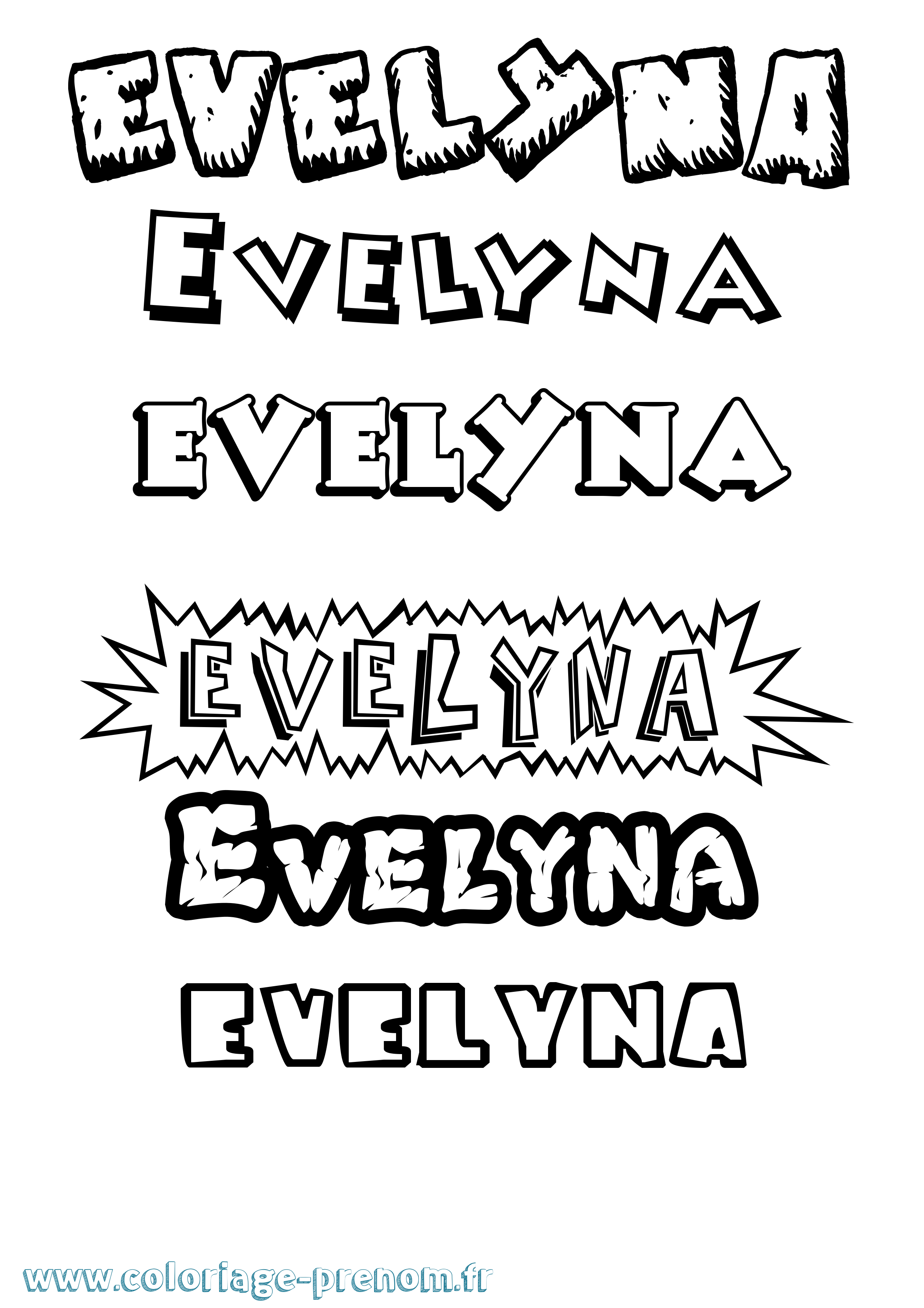 Coloriage Evelyna Dessin Animé Coloriage prénom Evelyna Dessin Animé