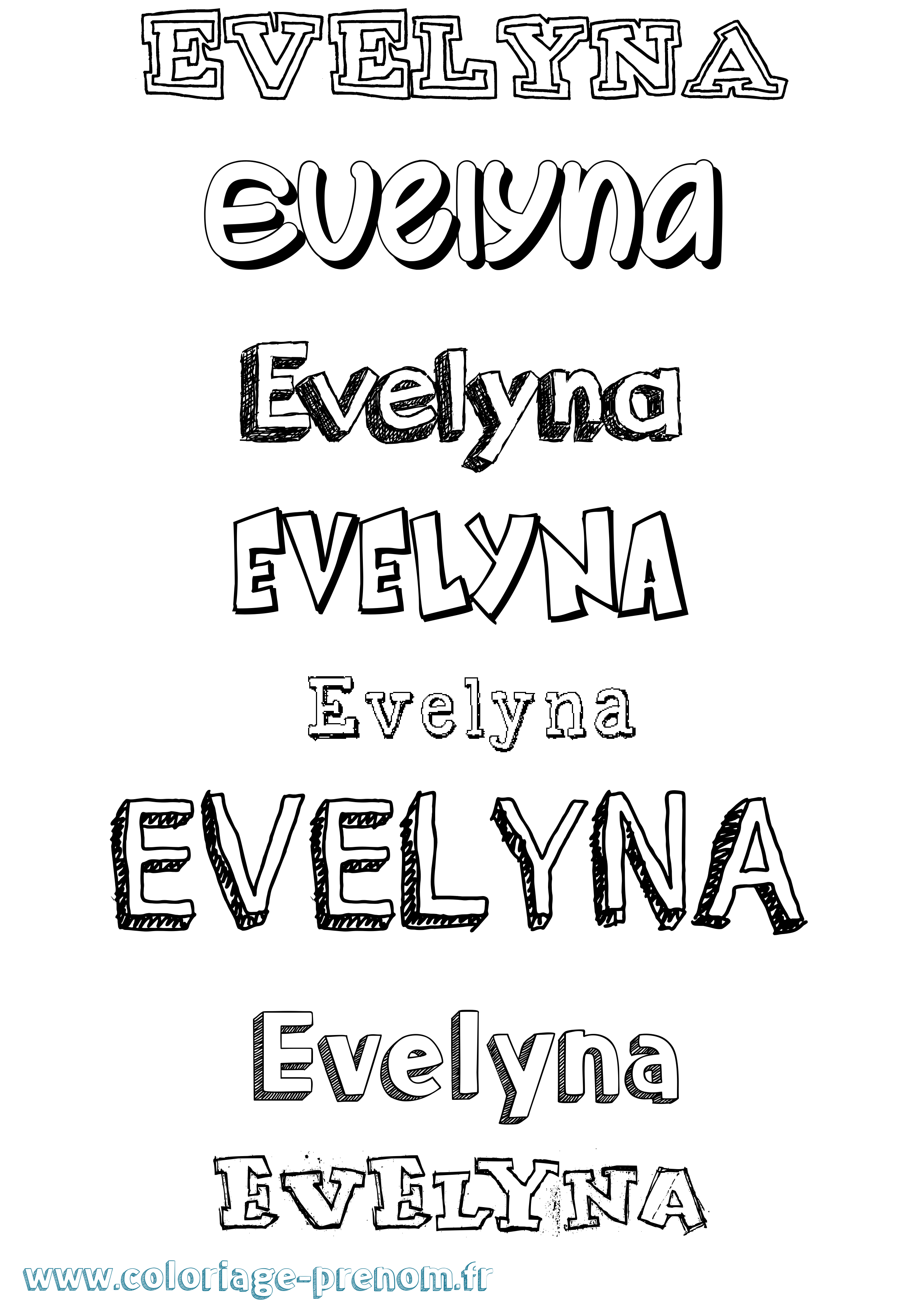 Coloriage Evelyna Dessiné Coloriage prénom Evelyna Dessiné