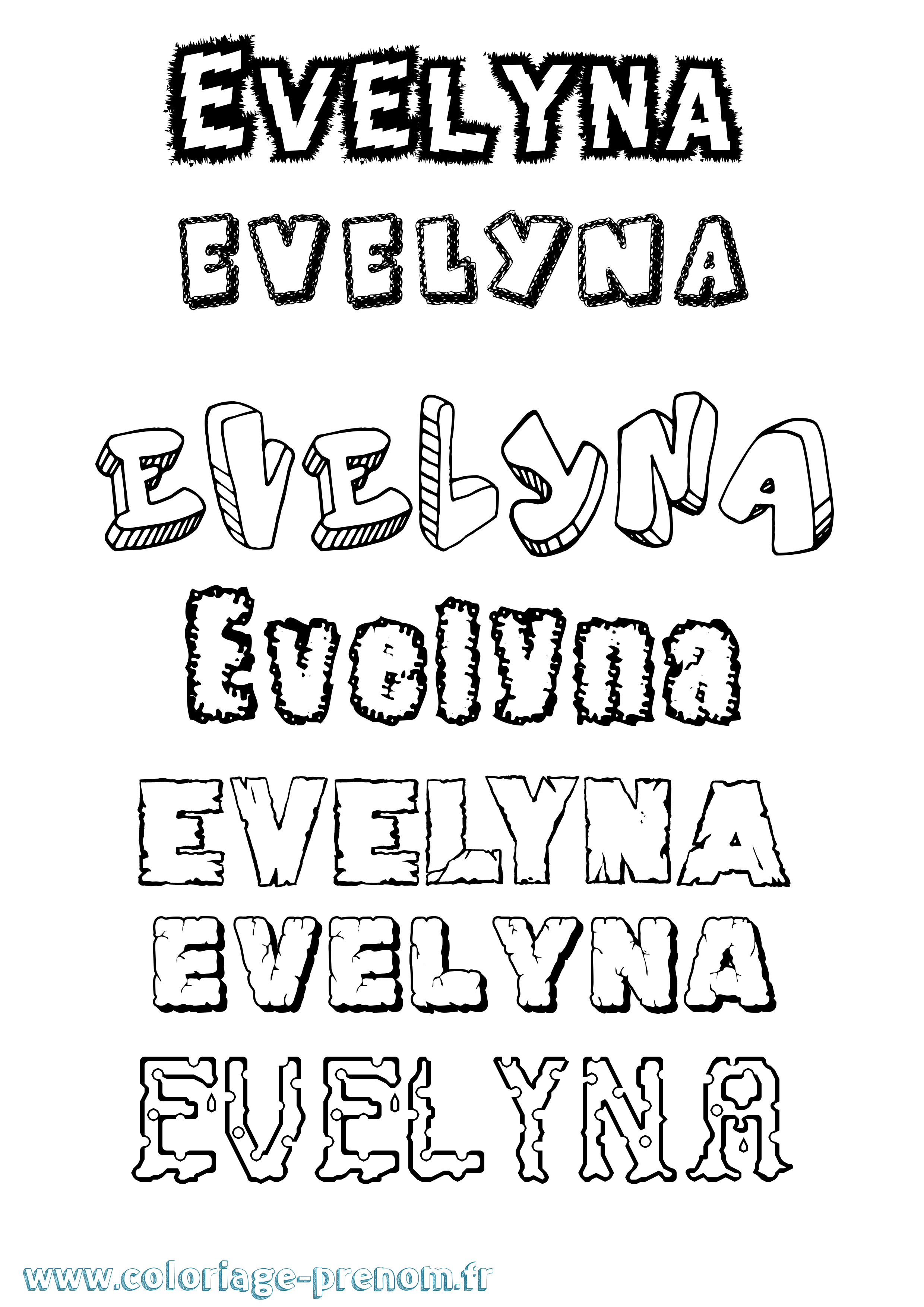 Coloriage Evelyna Destructuré Coloriage prénom Evelyna Destructuré