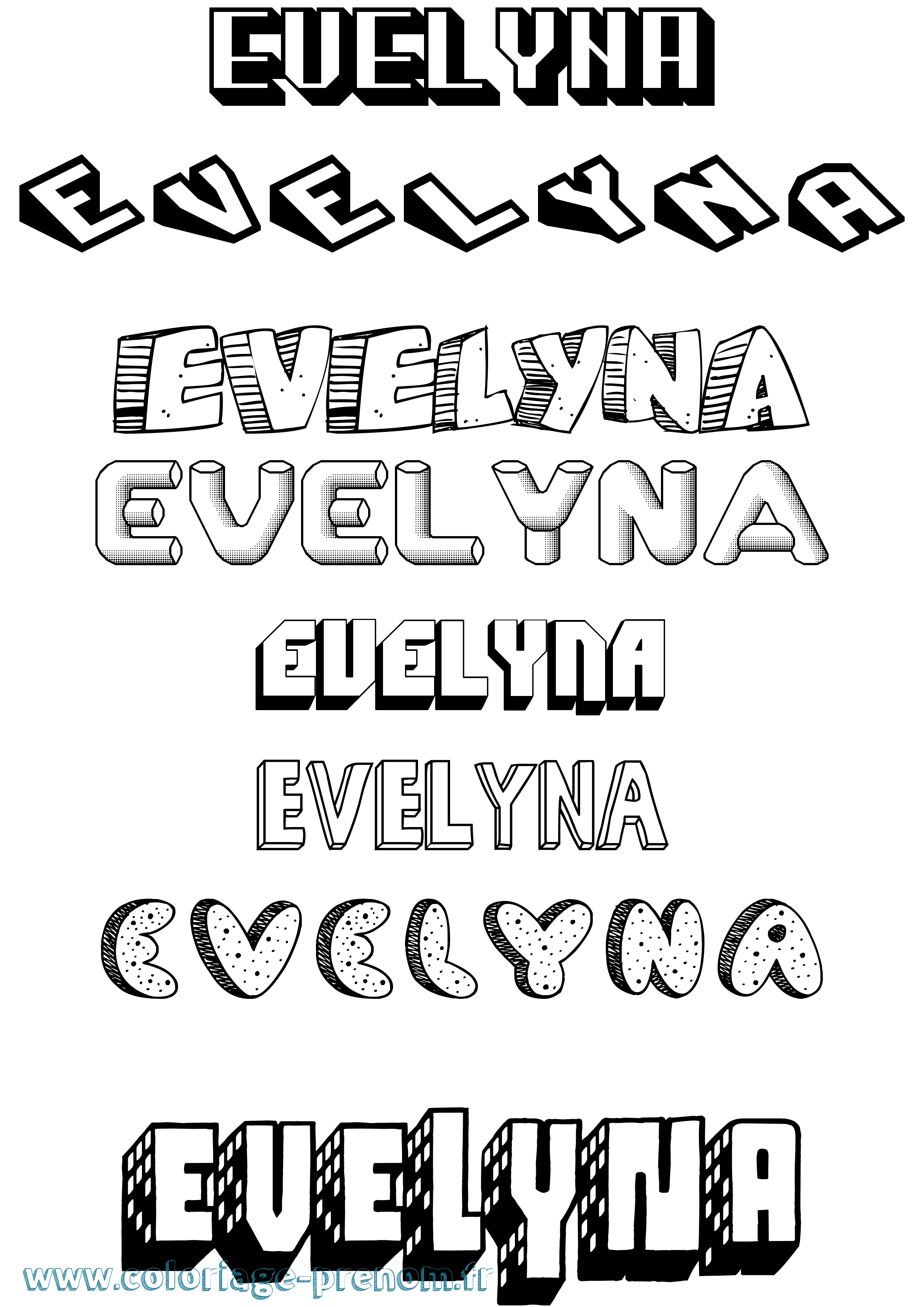 Coloriage Evelyna Effet 3D Coloriage prénom Evelyna Effet 3D