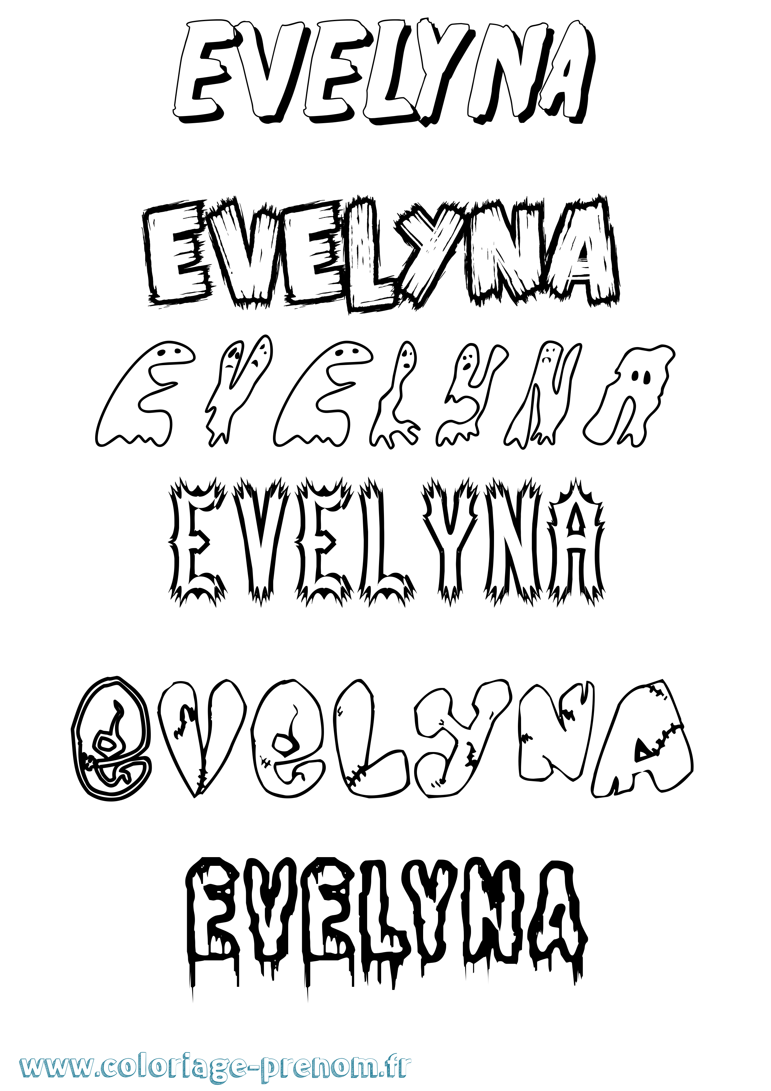 Coloriage Evelyna Frisson Coloriage prénom Evelyna Frisson