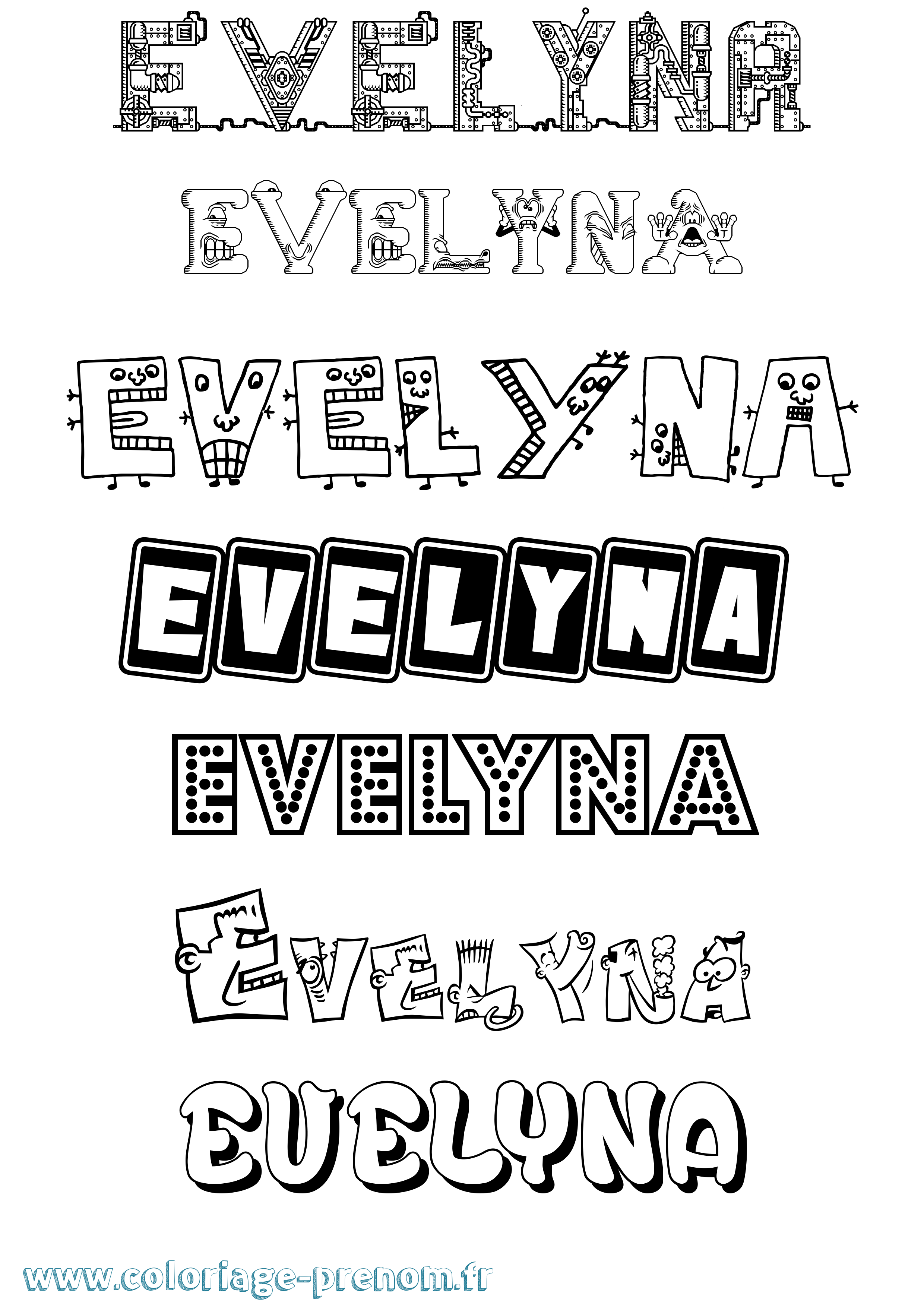 Coloriage Evelyna Fun Coloriage prénom Evelyna Fun