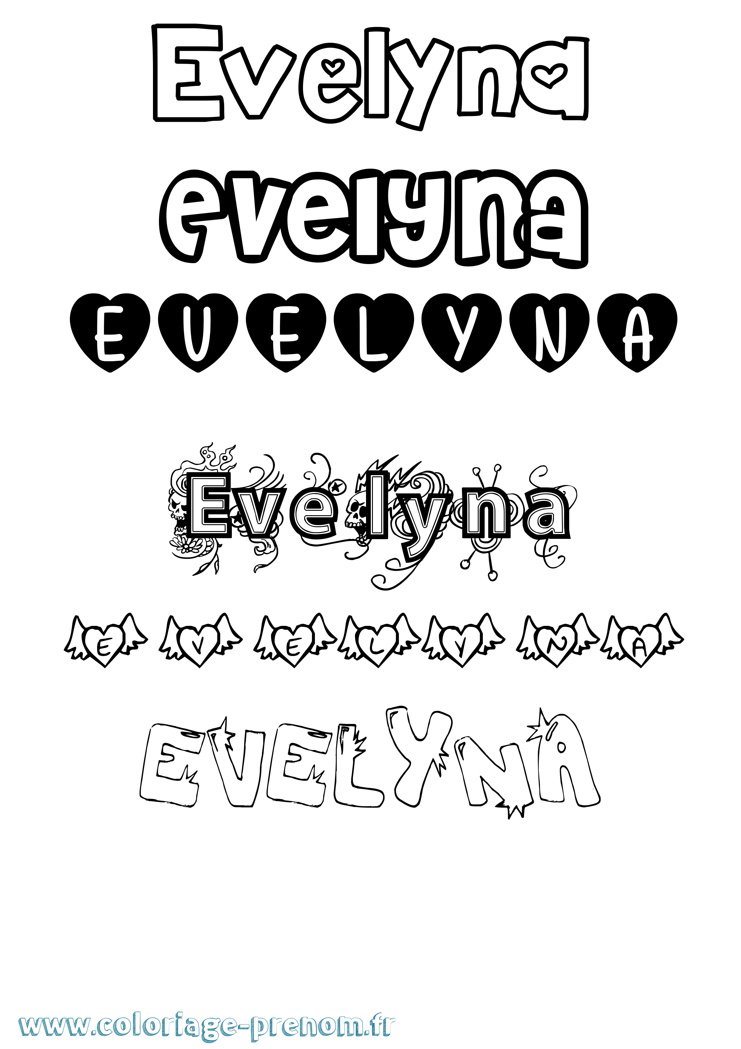 Coloriage Evelyna Girly Coloriage prénom Evelyna Girly
