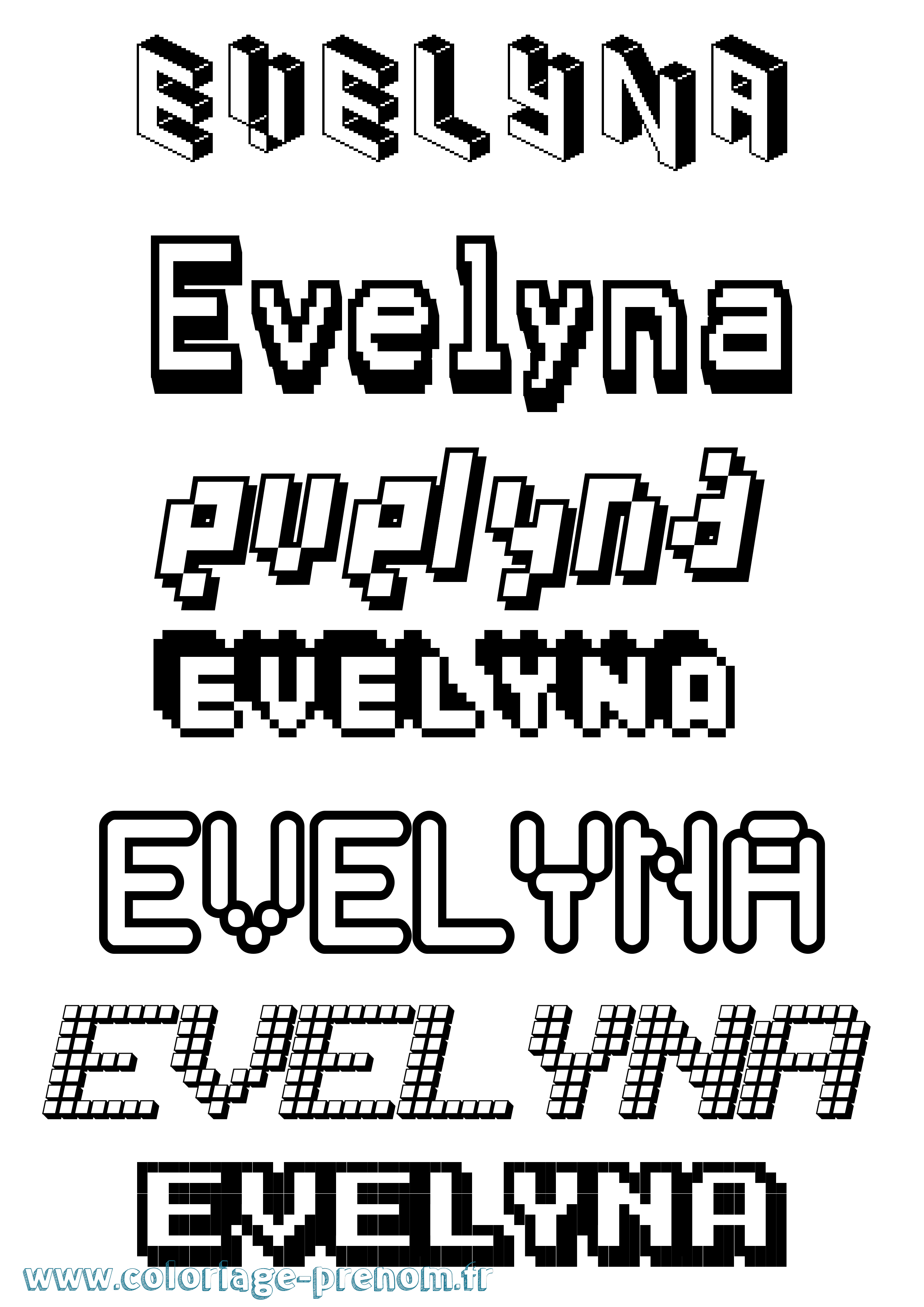 Coloriage Evelyna Pixel Coloriage prénom Evelyna Pixel