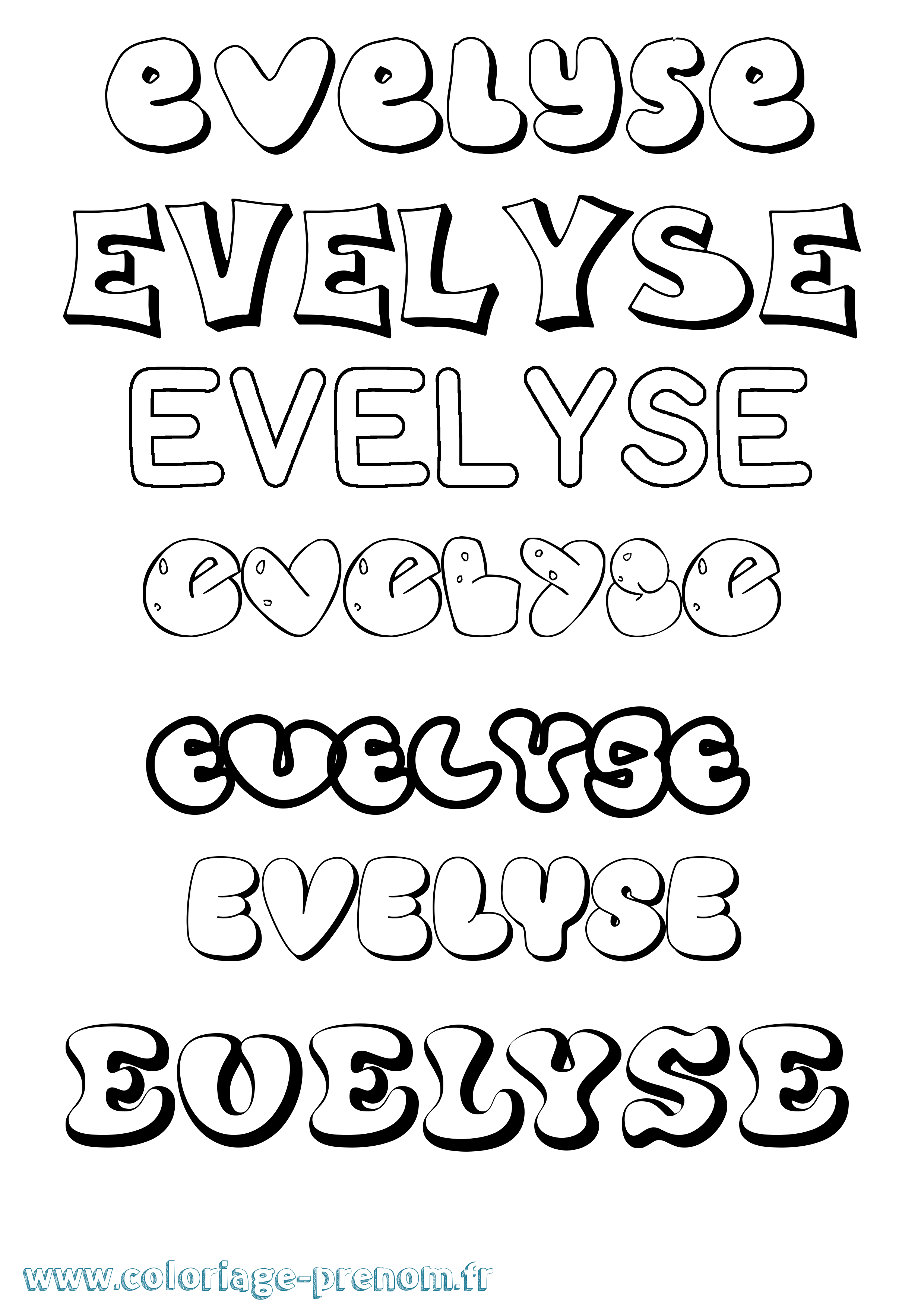 Coloriage Evelyse Bubble Coloriage prénom Evelyse Bubble