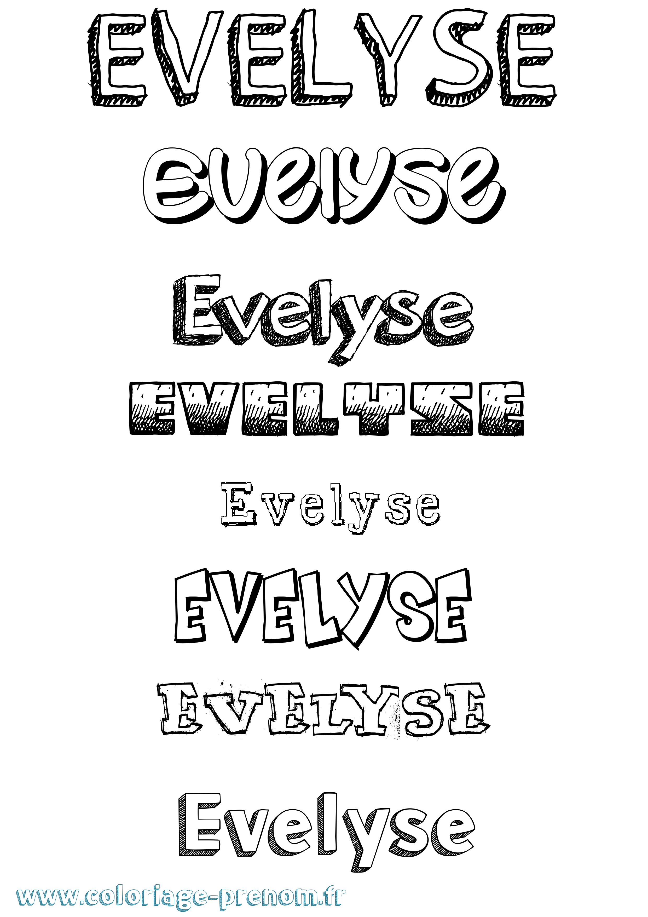 Coloriage Evelyse Dessiné Coloriage prénom Evelyse Dessiné