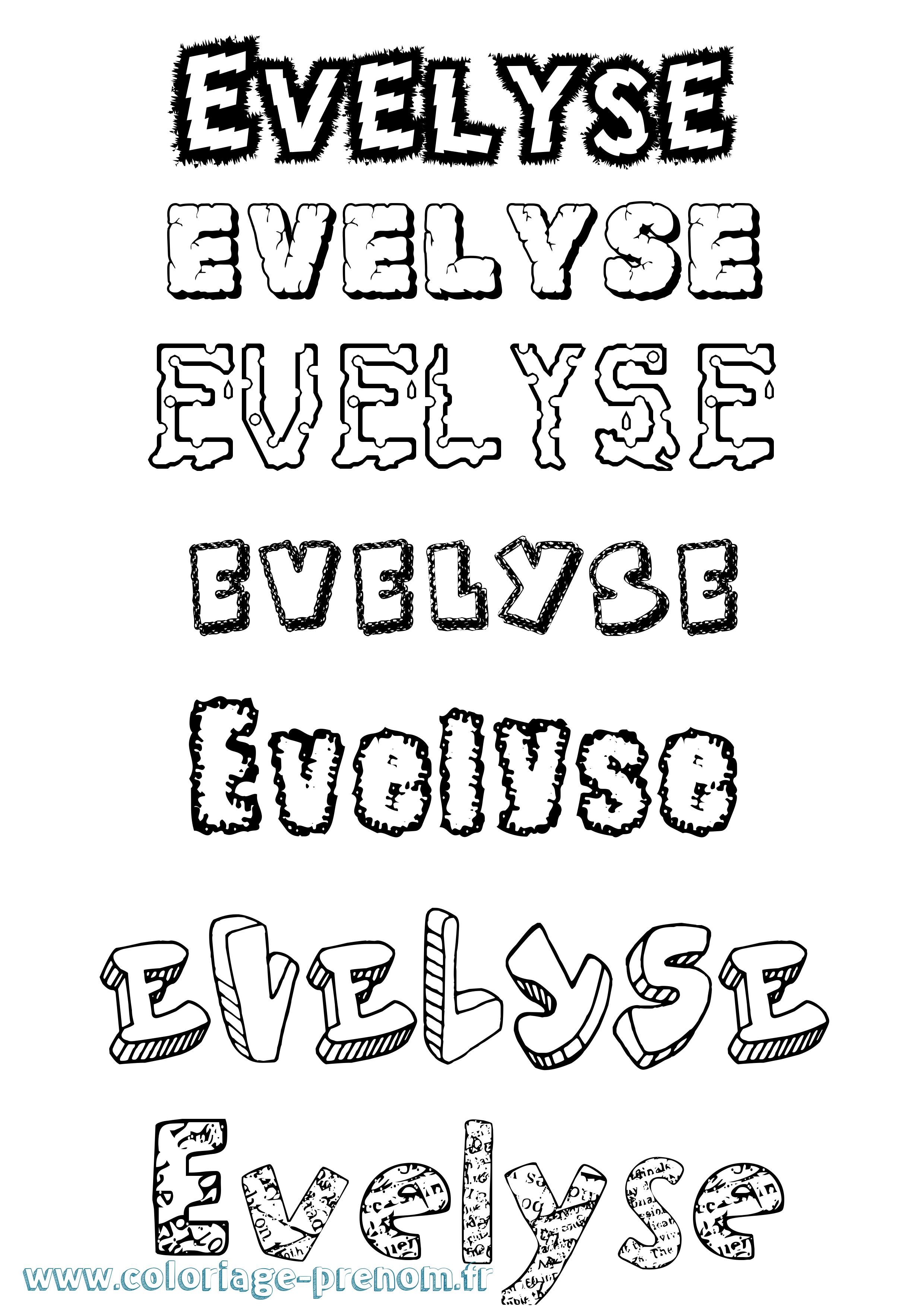 Coloriage Evelyse Destructuré Coloriage prénom Evelyse Destructuré