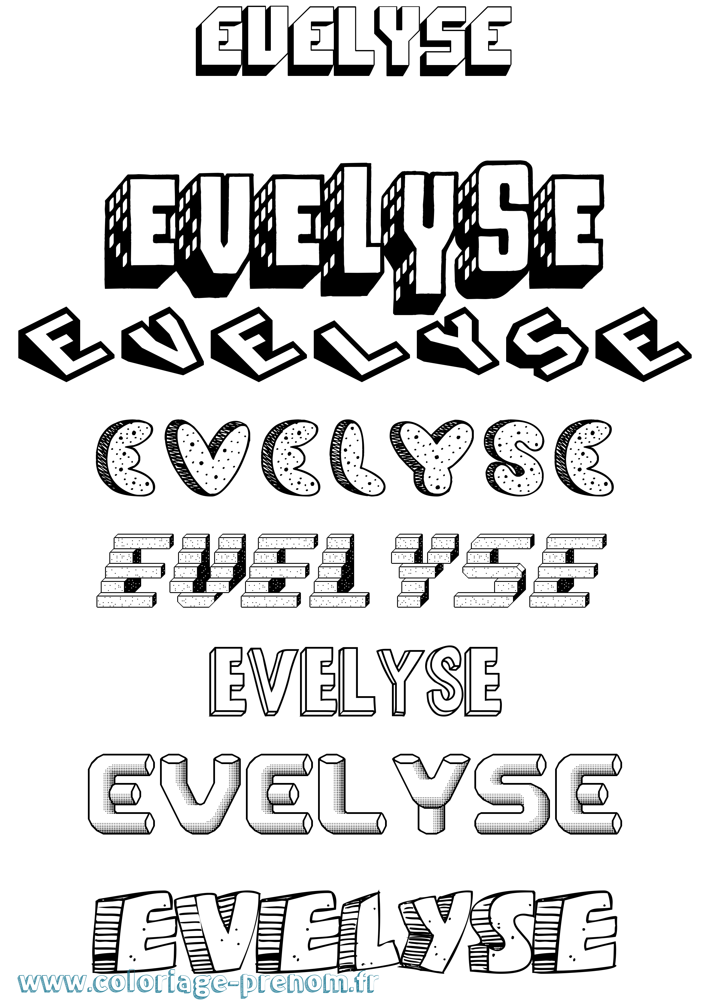 Coloriage Evelyse Effet 3D Coloriage prénom Evelyse Effet 3D