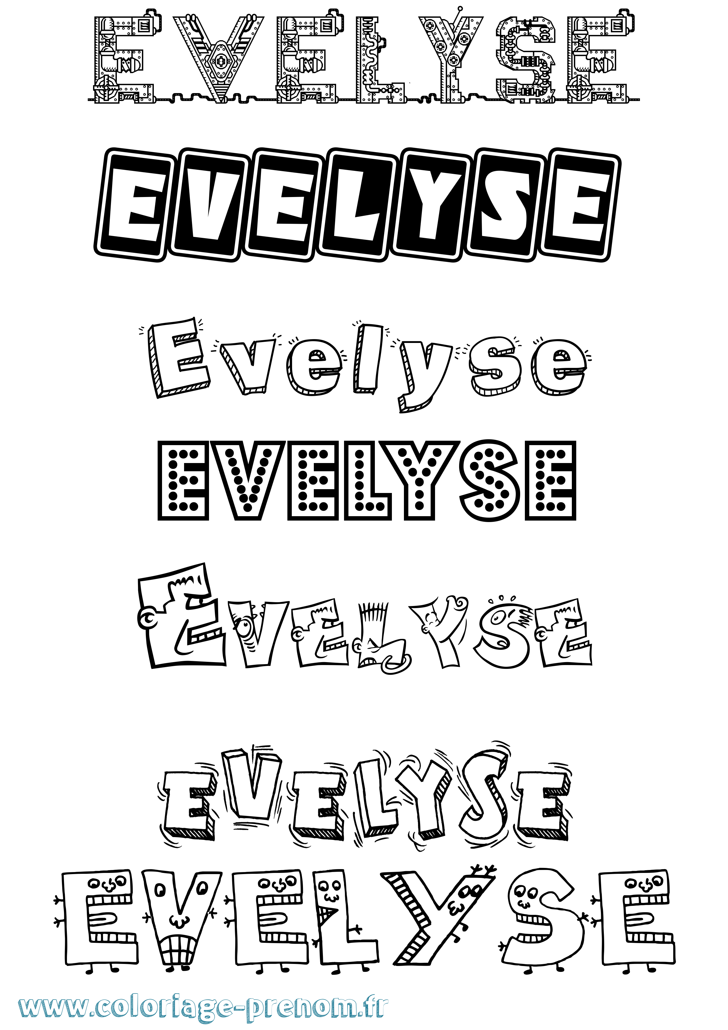 Coloriage Evelyse Fun Coloriage prénom Evelyse Fun