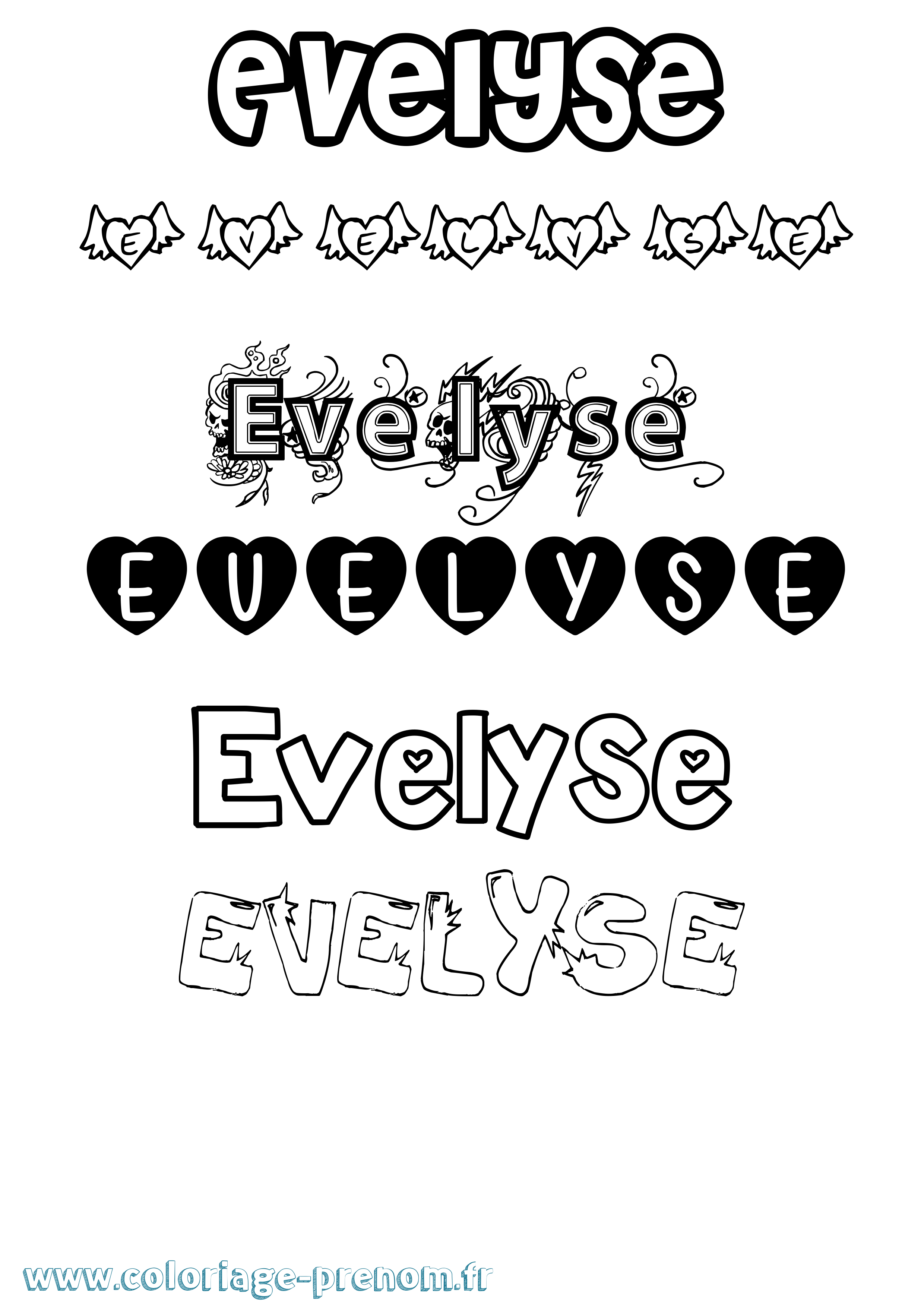 Coloriage Evelyse Girly Coloriage prénom Evelyse Girly