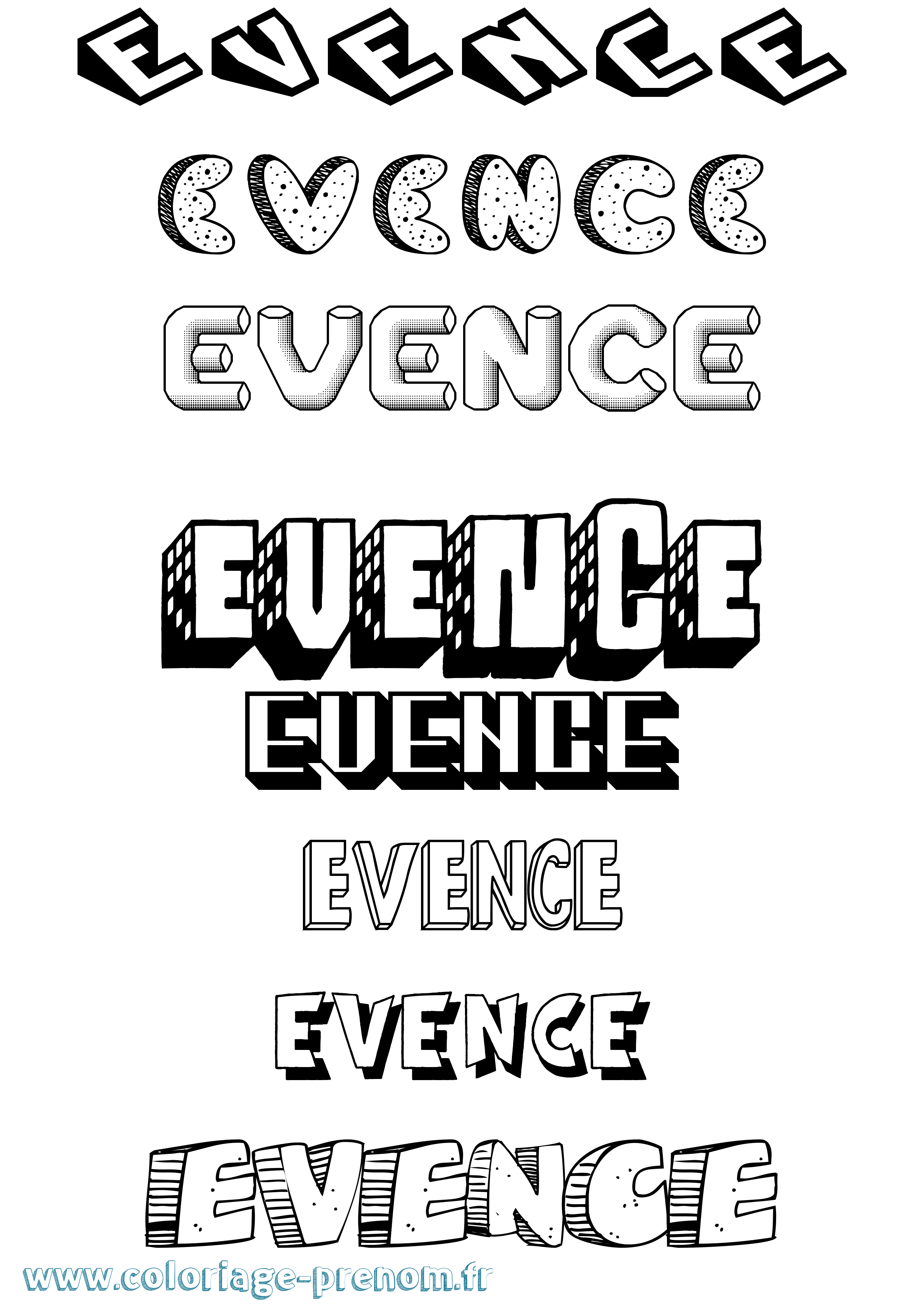 Coloriage Evence Effet 3D Coloriage prénom Evence Effet 3D