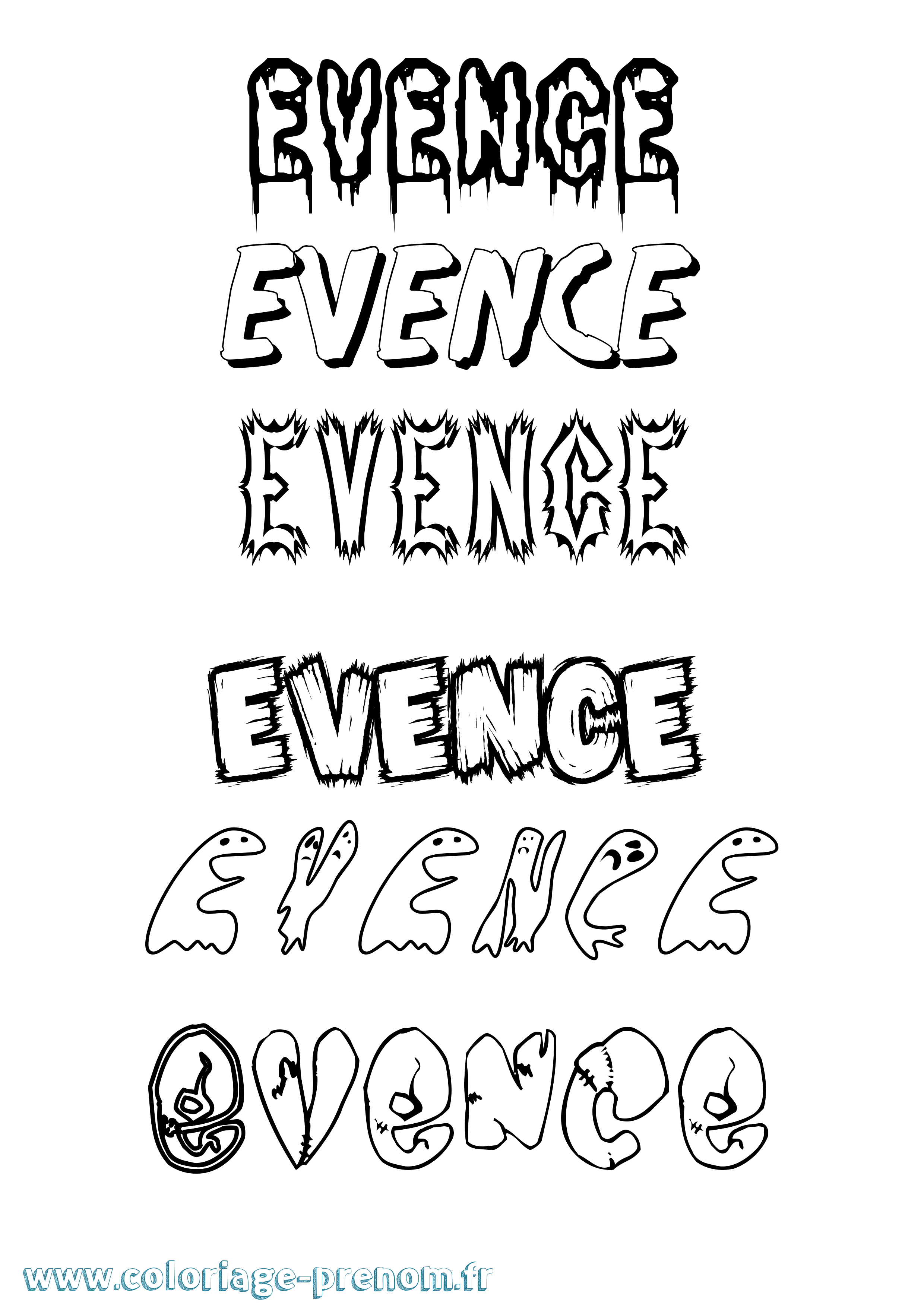 Coloriage Evence Frisson Coloriage prénom Evence Frisson