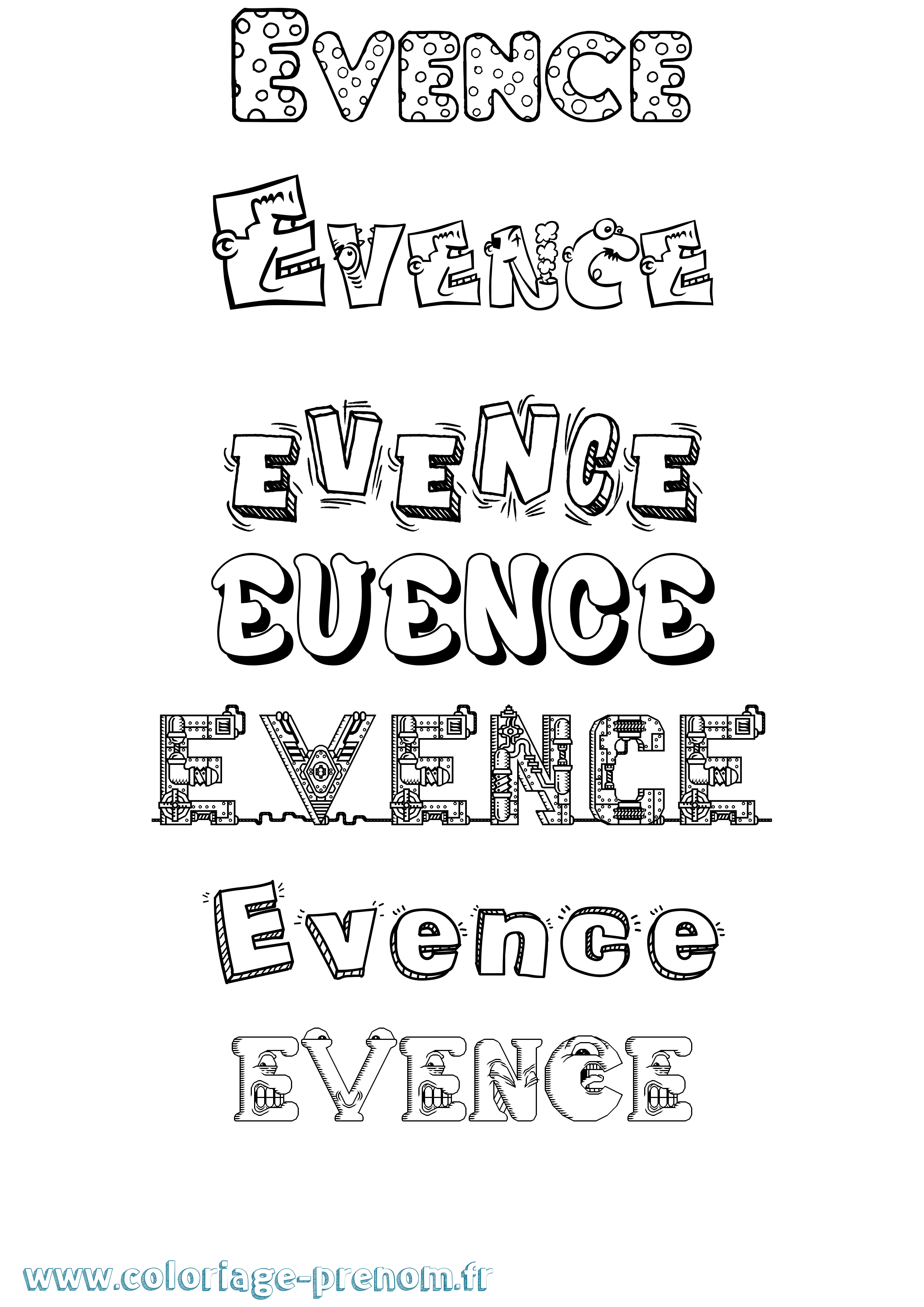 Coloriage Evence Fun Coloriage prénom Evence Fun
