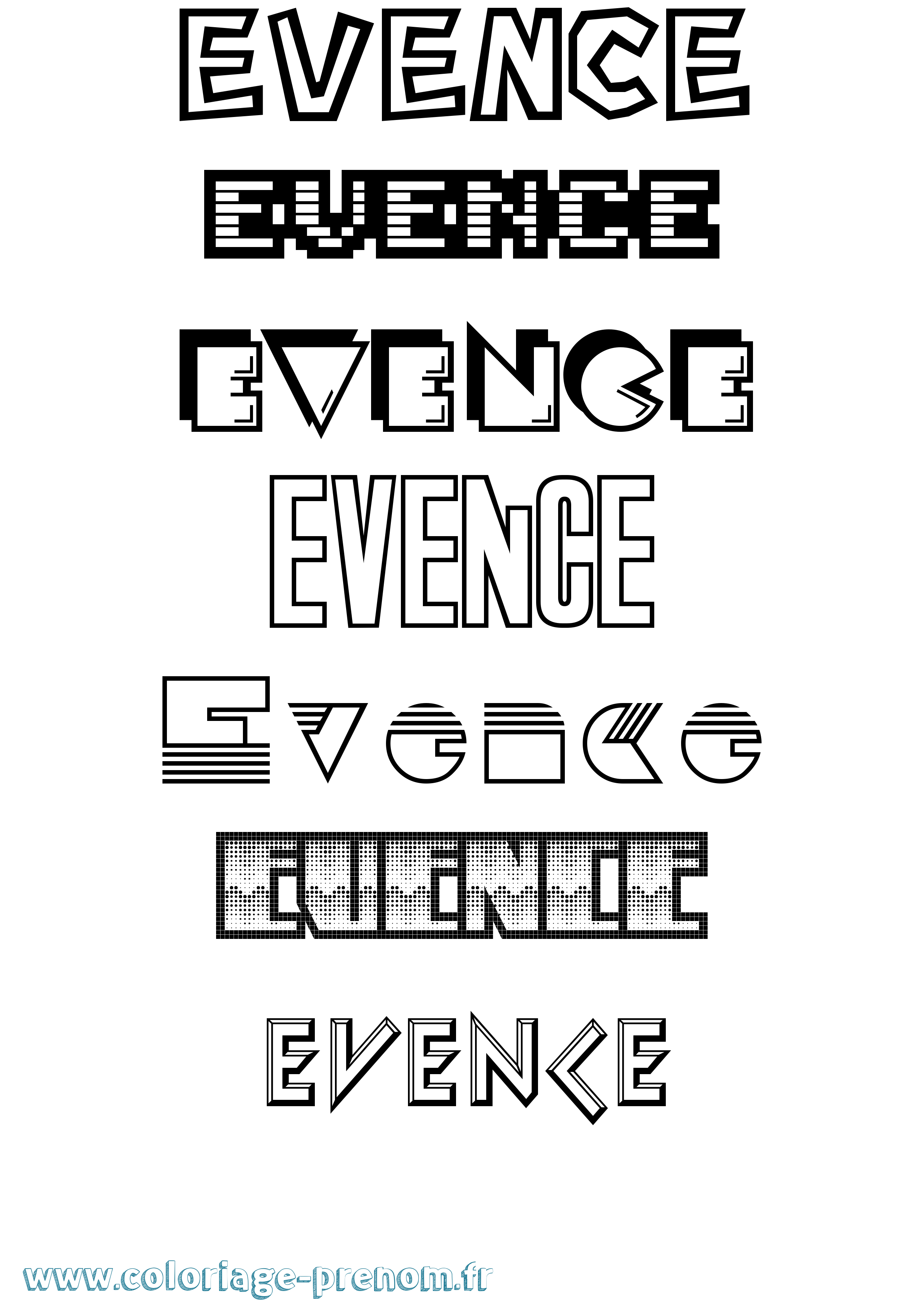 Coloriage Evence Jeux Vidéos Coloriage prénom Evence Jeux Vidéos