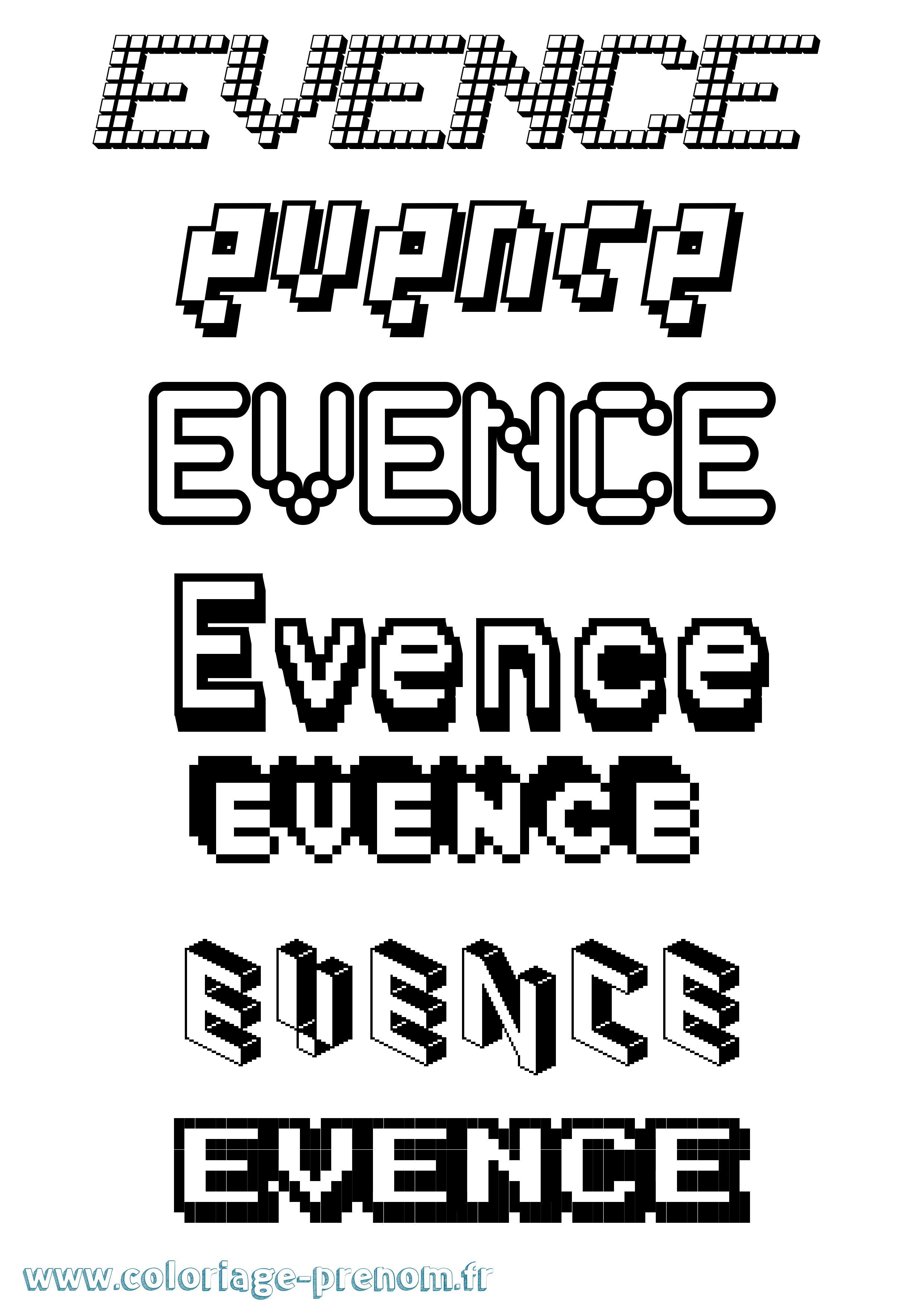 Coloriage Evence Pixel Coloriage prénom Evence Pixel