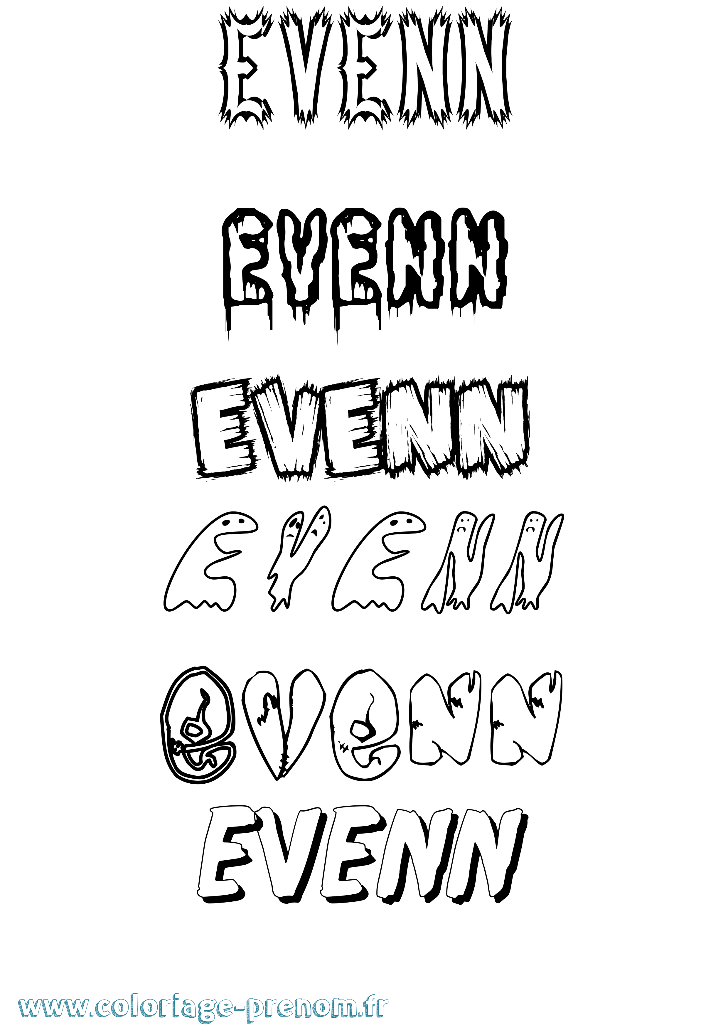 Coloriage Evenn Frisson Coloriage prénom Evenn Frisson