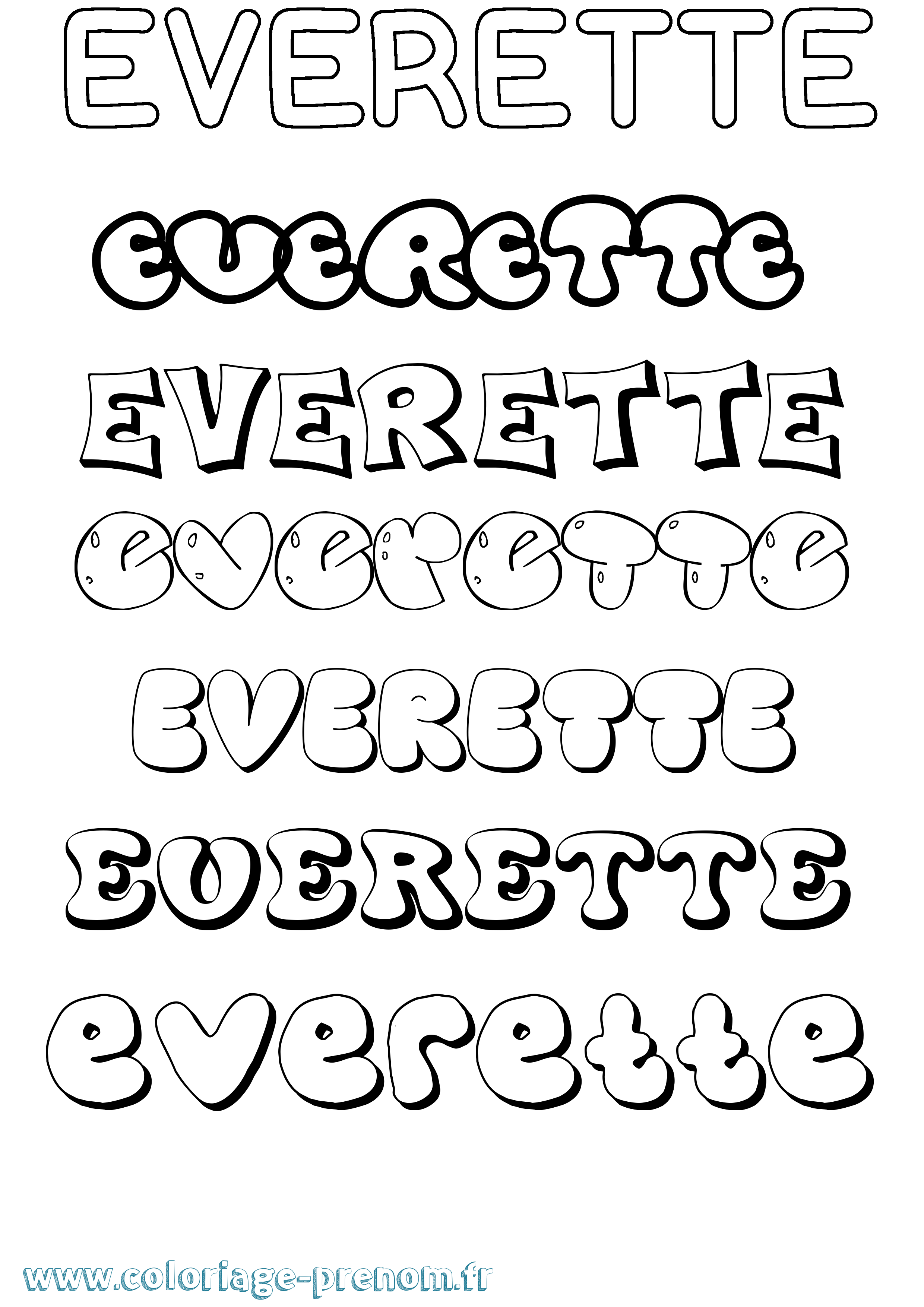 Coloriage Everette Bubble Coloriage prénom Everette Bubble