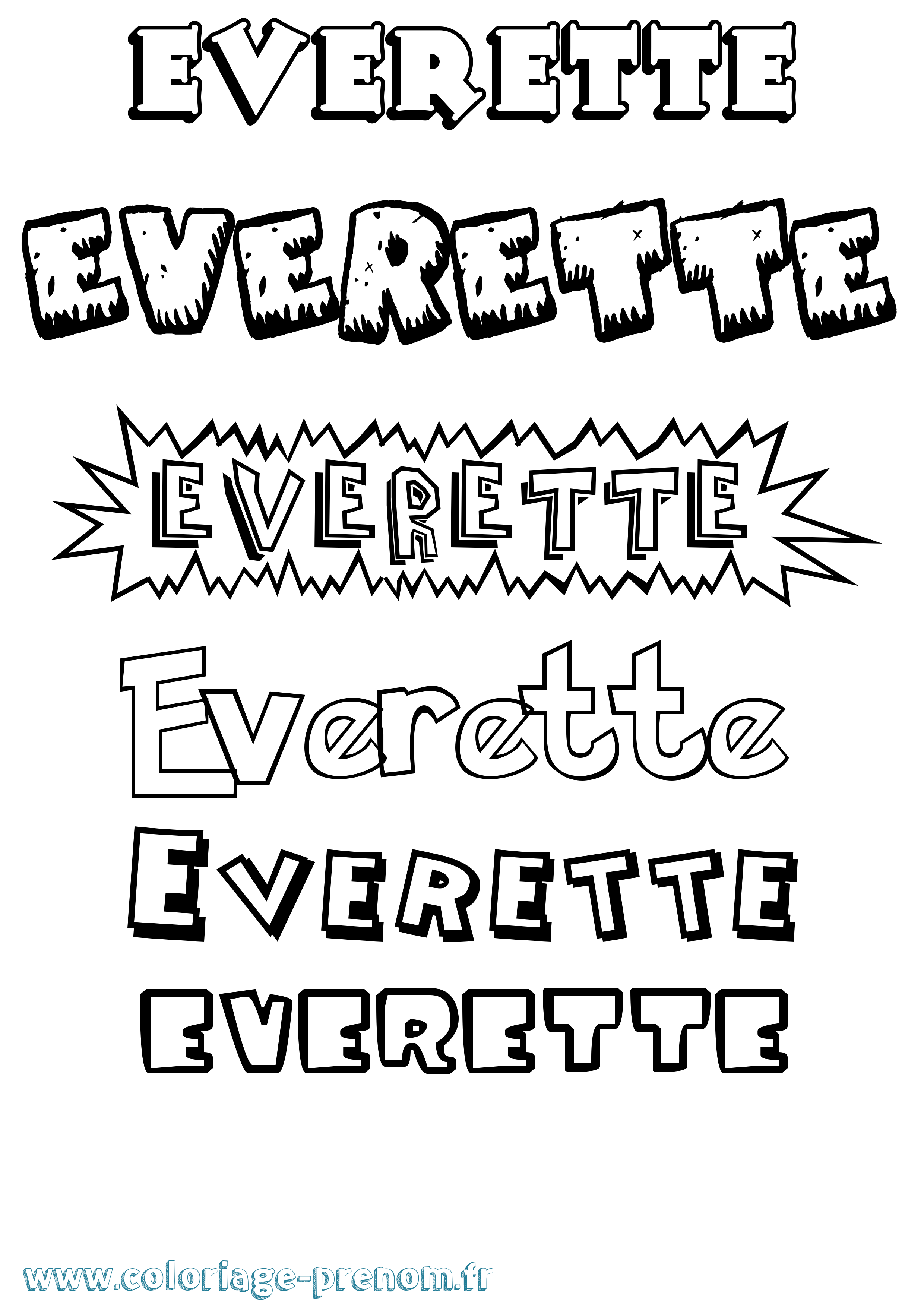 Coloriage Everette Dessin Animé Coloriage prénom Everette Dessin Animé