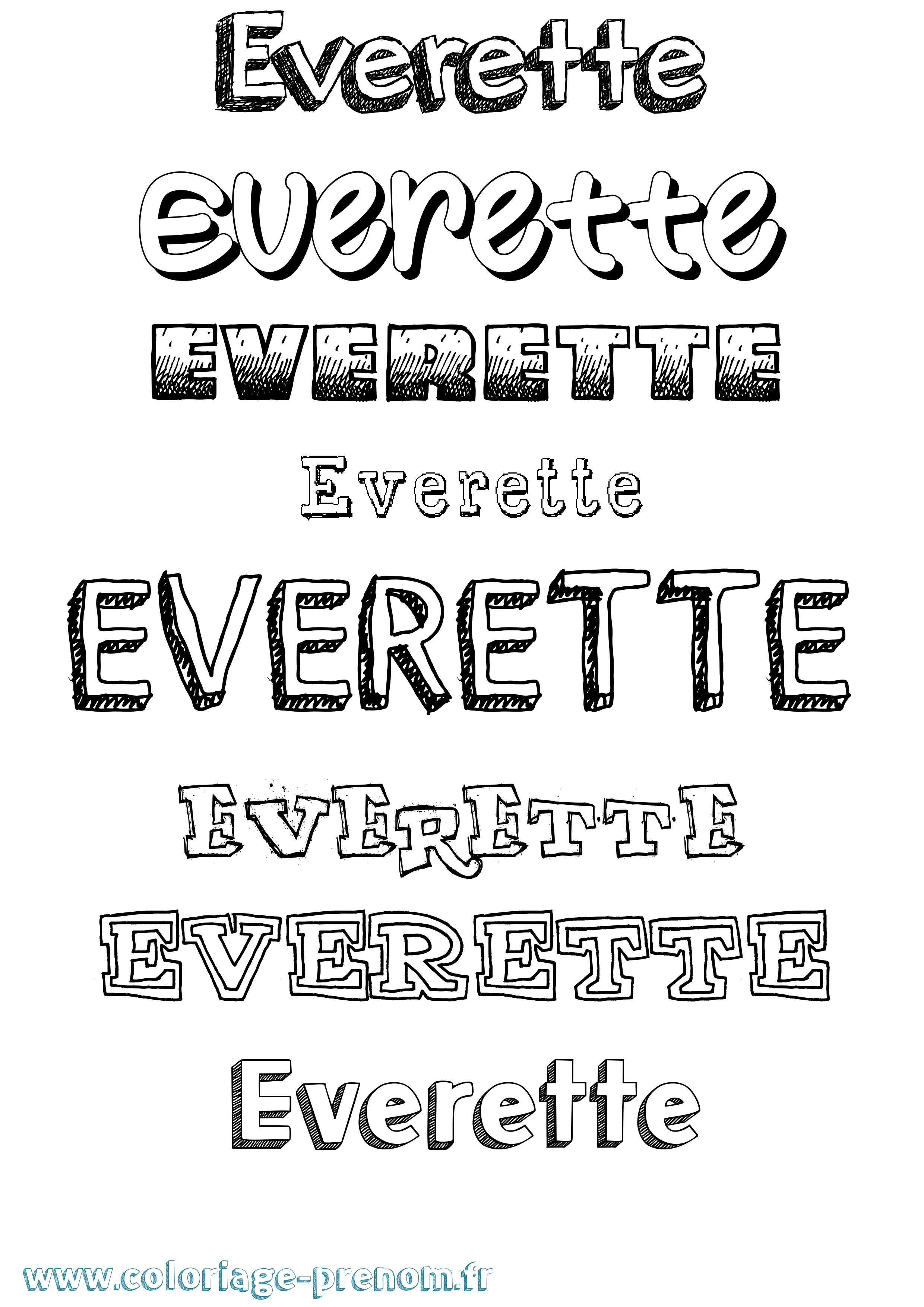 Coloriage Everette Dessiné Coloriage prénom Everette Dessiné