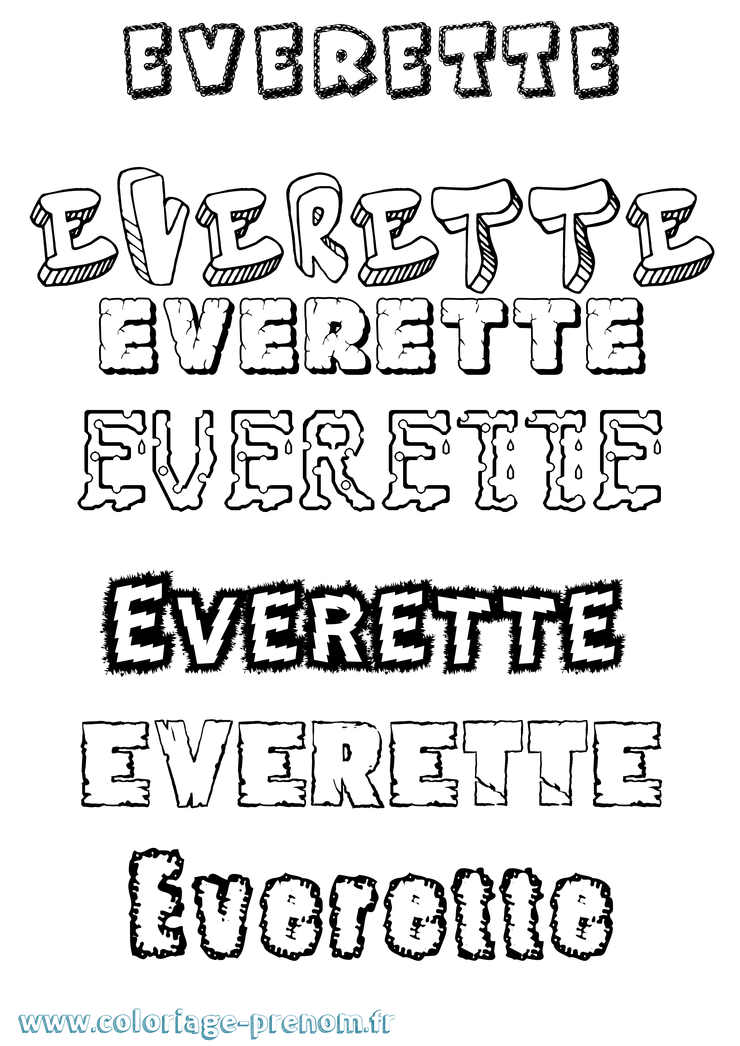 Coloriage Everette Destructuré Coloriage prénom Everette Destructuré